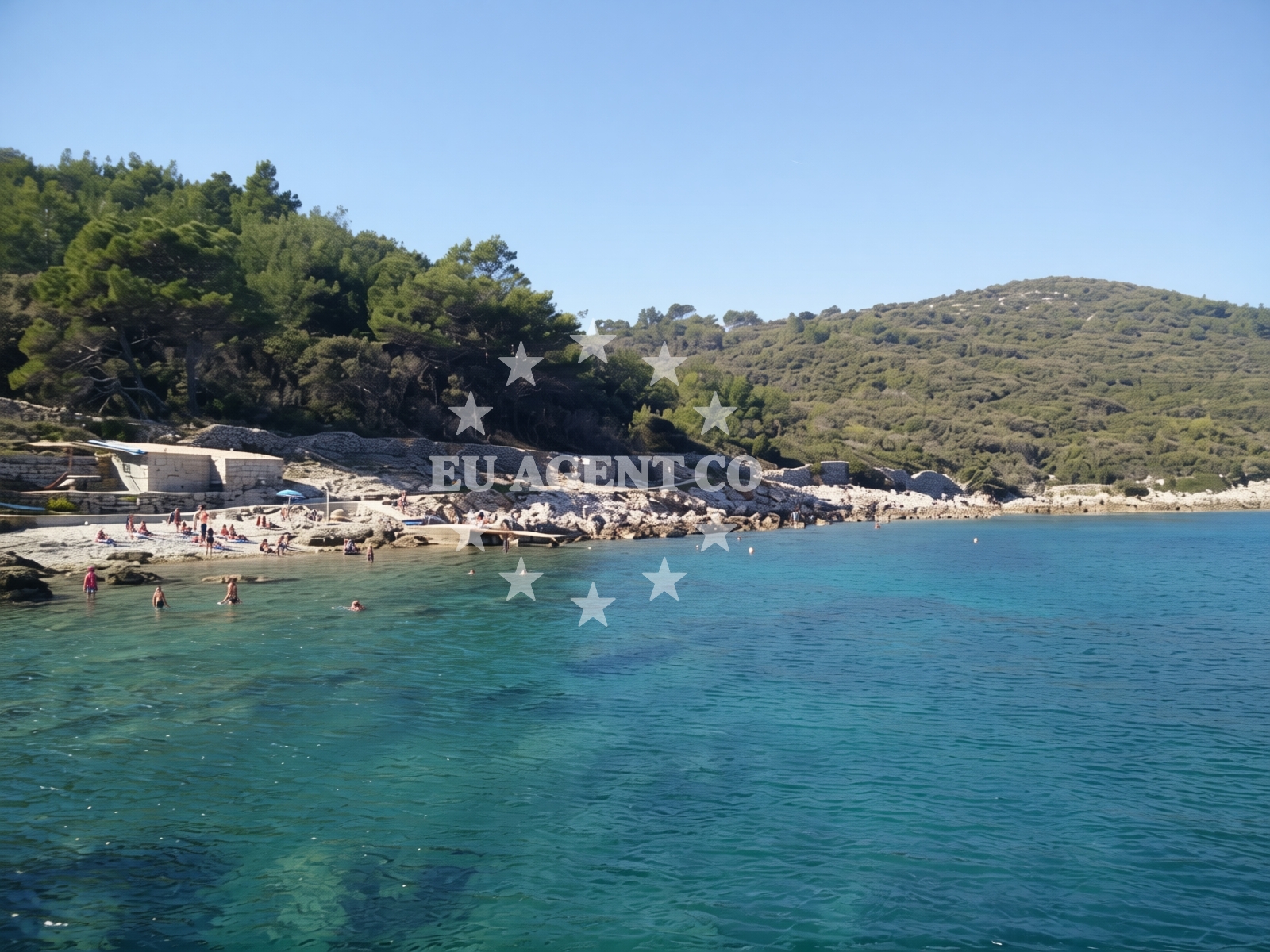 Shoreline and swimming area at Cunski Beach in ĆUNSKI 127 A, Cunski