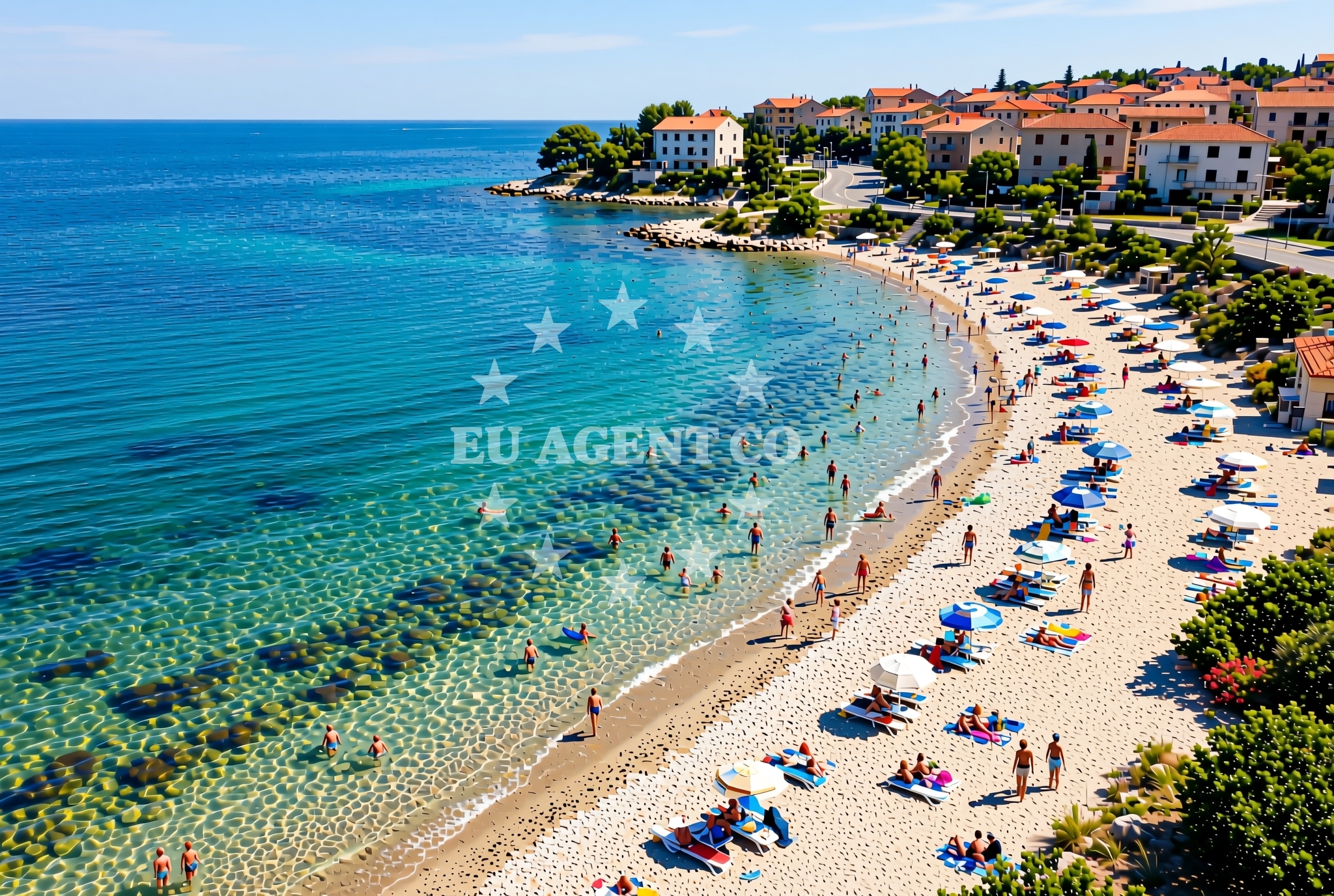 Beach facilities and surroundings at Ćuskijaš jug, Pridraga Beach in Ćuskijaš jug