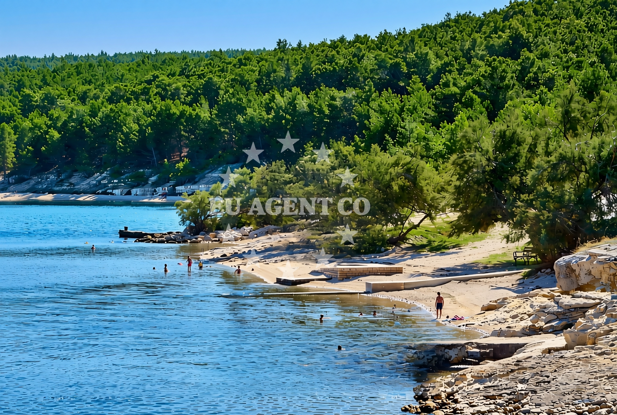Shoreline and swimming area at Ćuskijaš sjever, Pridraga Beach in Ćuskijaš sjever