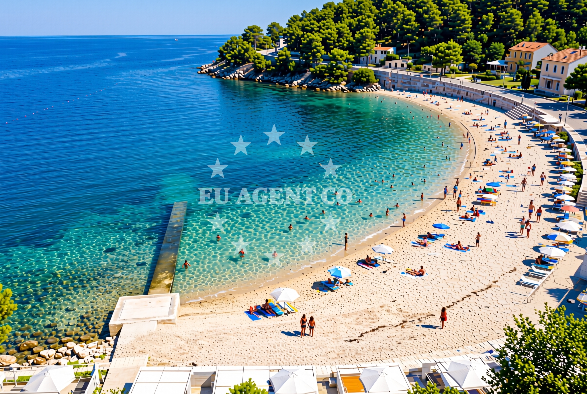Beach facilities and surroundings at Ćuskijaš sjever, Pridraga Beach in Ćuskijaš sjever