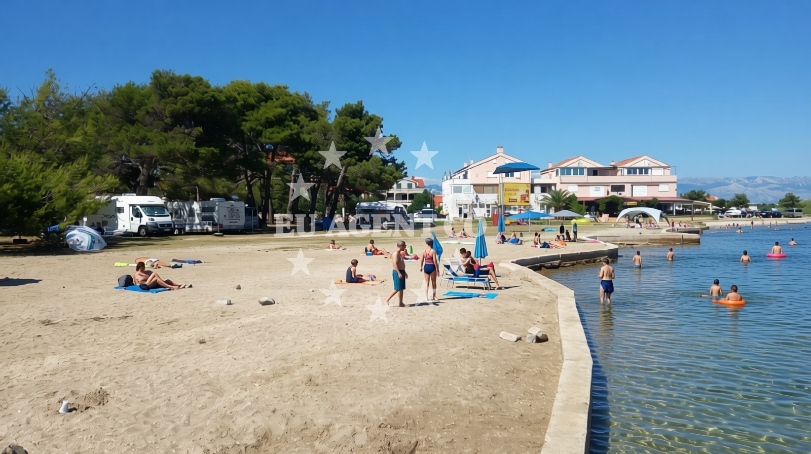 Overview of Dalmatia beach in , Privlaka