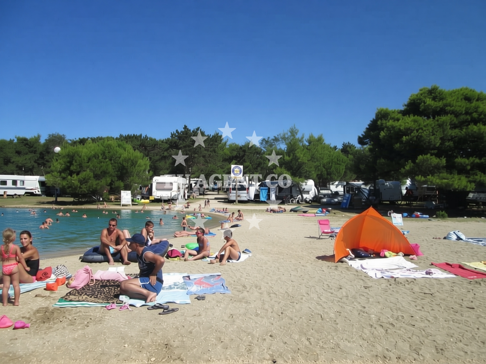Shoreline and swimming area at Dalmatia beach in , Privlaka