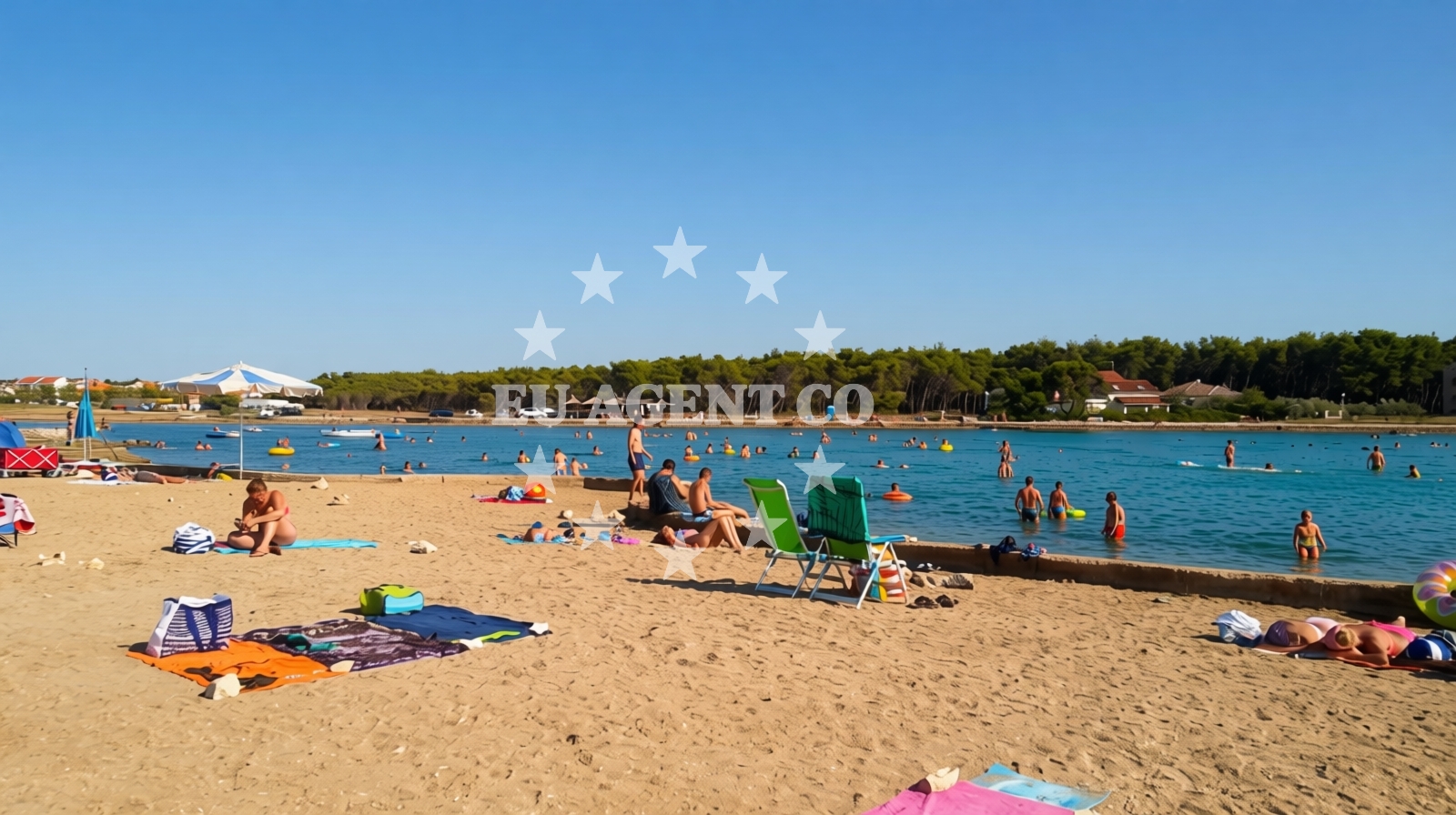 Sea and coastal view of Dalmatia beach in , Privlaka