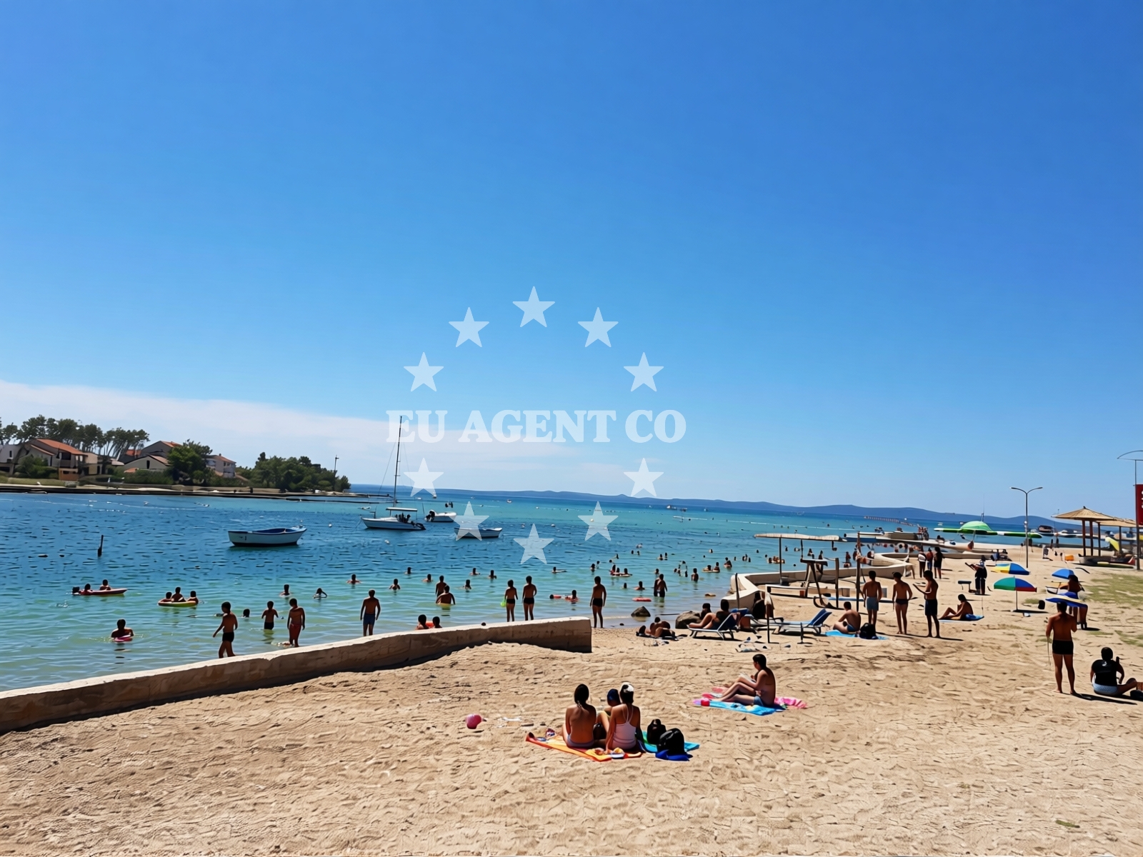 Beach facilities and surroundings at Dalmatia beach in , Privlaka