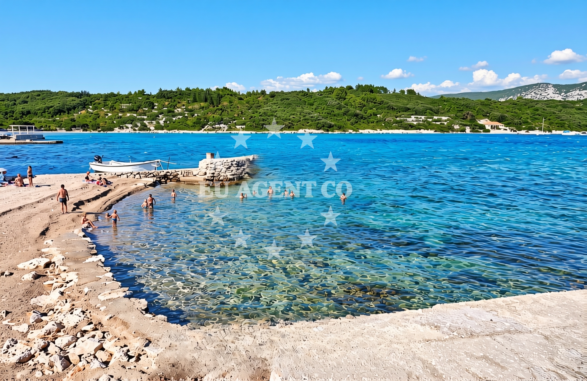 Shoreline and swimming area at Dalmatino, Račišće (Korčula) Beach in Dalmatino