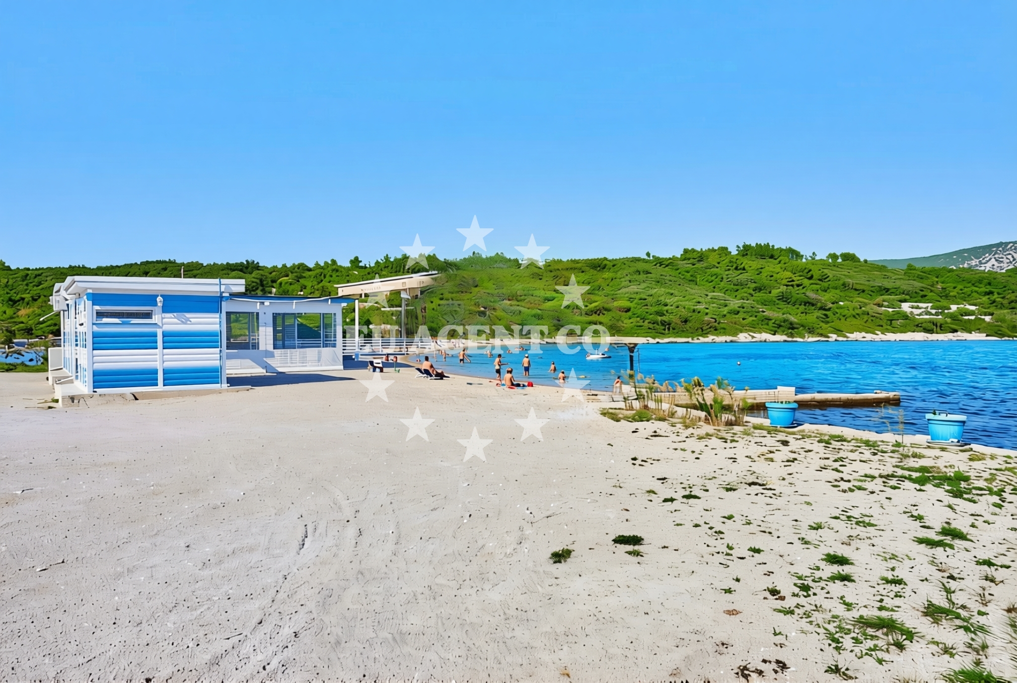 Beach facilities and surroundings at Dalmatino, Račišće (Korčula) Beach in Dalmatino