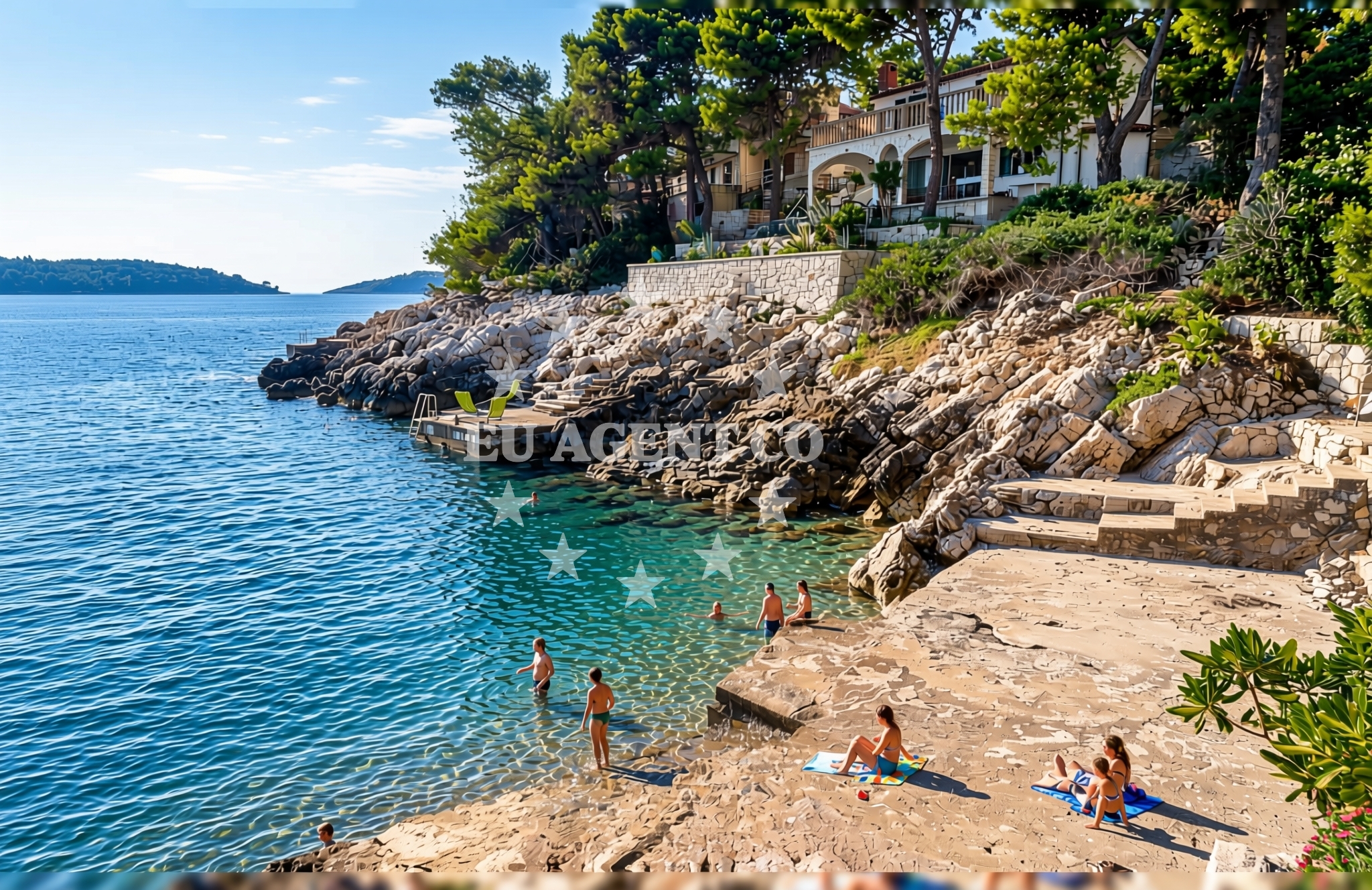 Shoreline and swimming area at Dance, Blato (Korčula) Beach in Dance