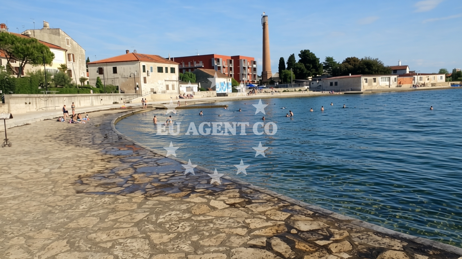 Shoreline and swimming area at Dante beach in Sveti Mihael 4, Umag