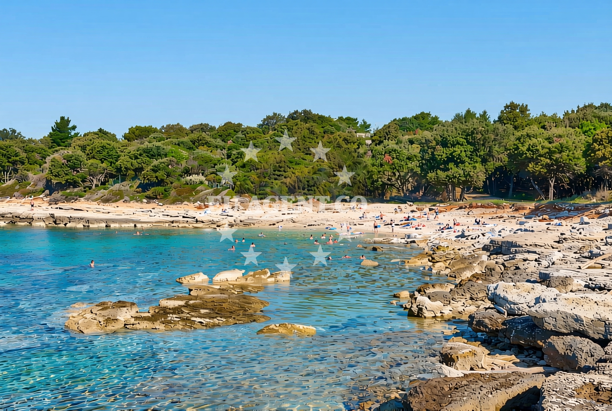 Shoreline and swimming area at Debeli rt, Bale Beach in Debeli rt
