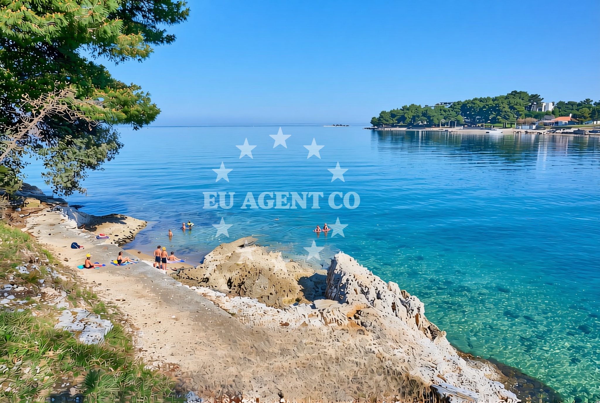 Sea and coastal view of Debeli vrh, Poreč Beach in Debeli vrh