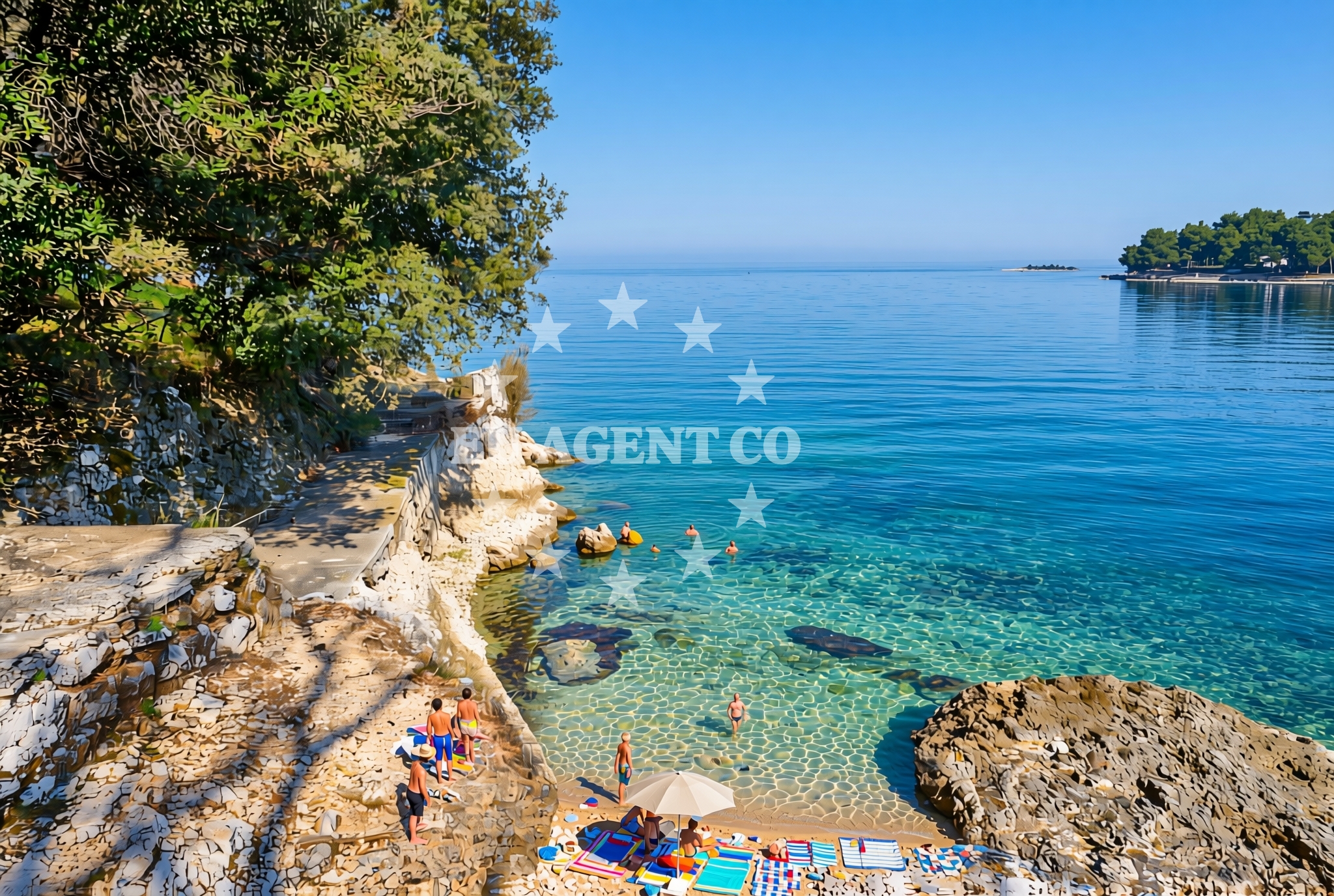 Beach facilities and surroundings at Debeli vrh, Poreč Beach in Debeli vrh