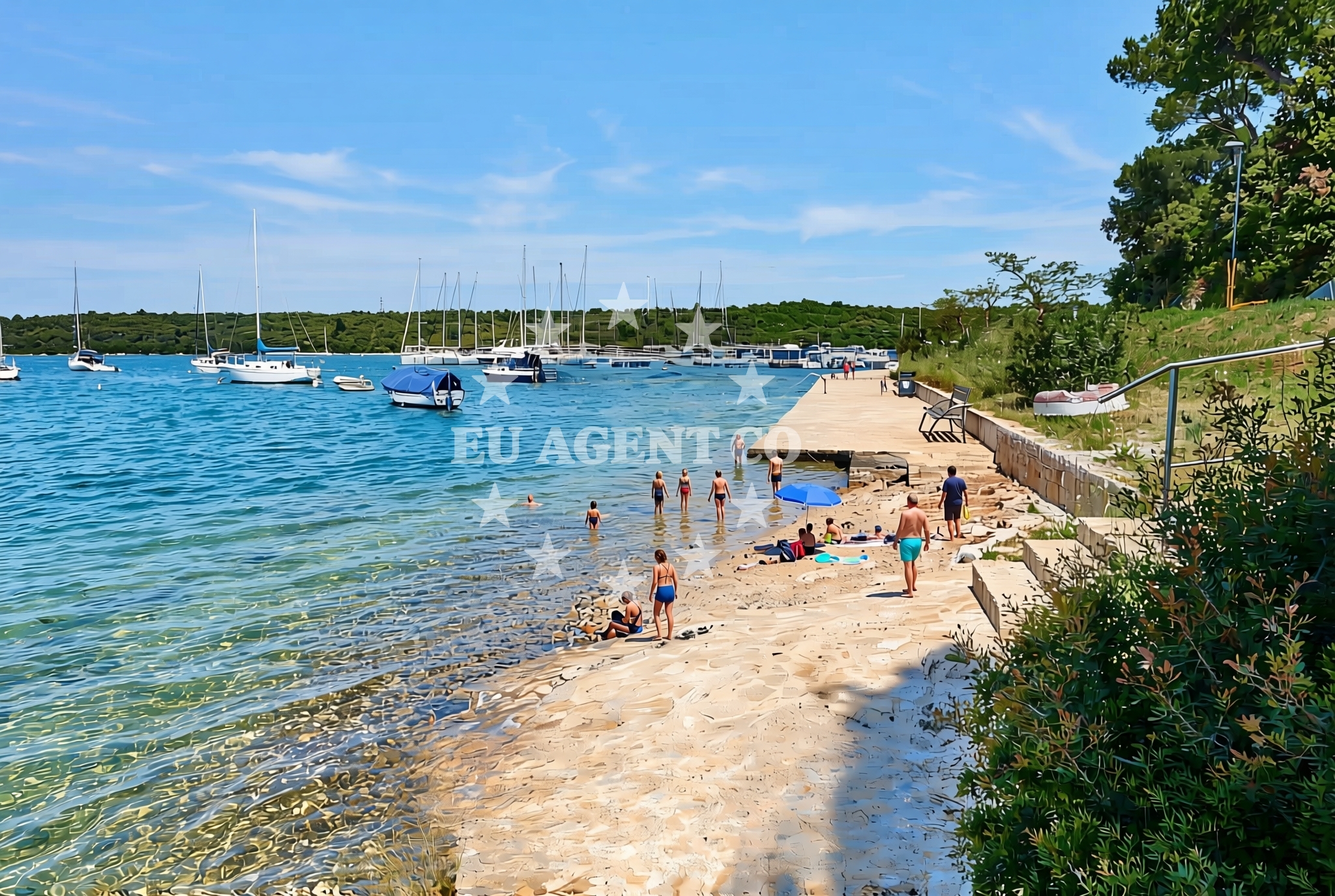 Sea and coastal view of Debeli vrh, Vinkuran Beach in Debeli vrh