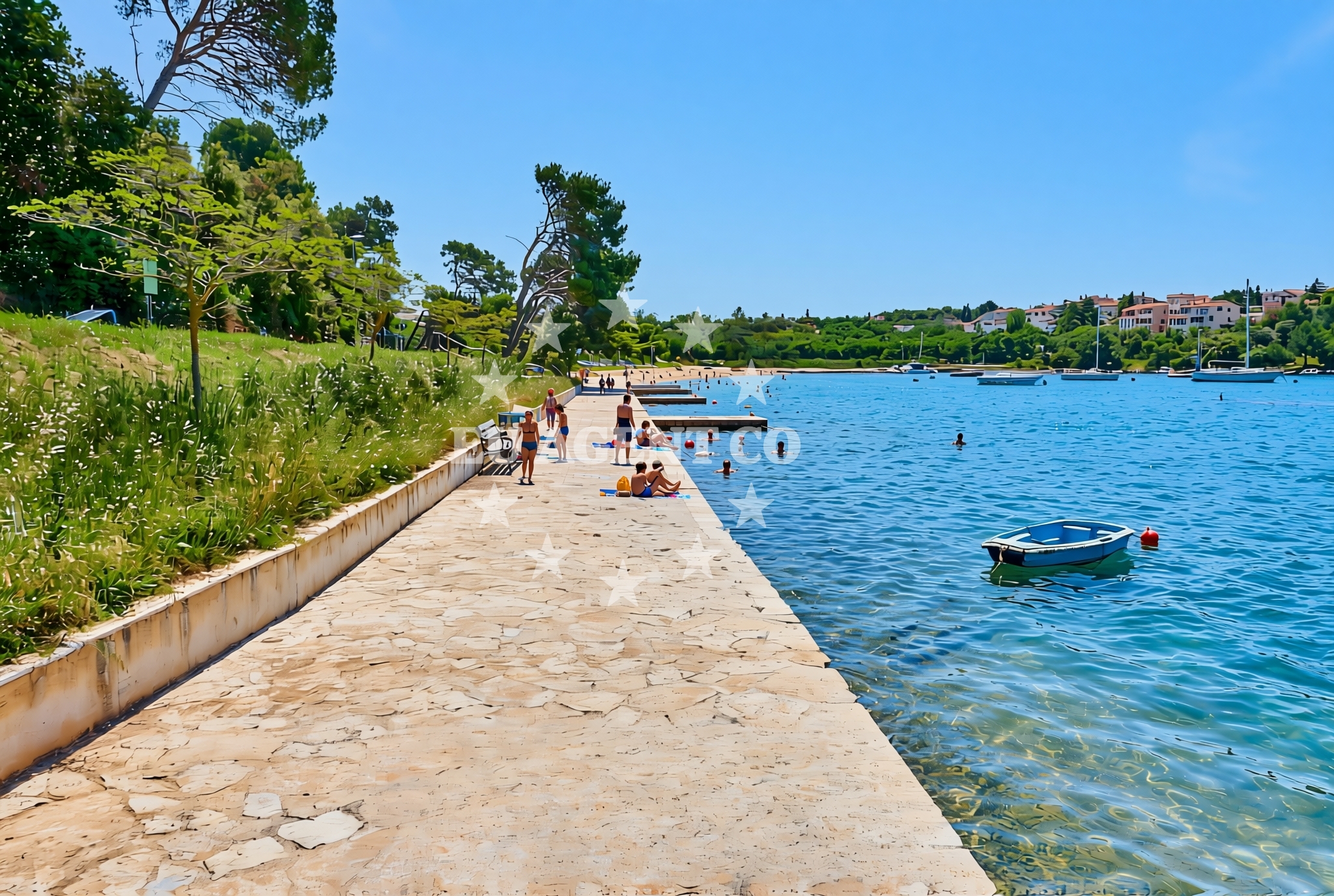 Beach facilities and surroundings at Debeli vrh, Vinkuran Beach in Debeli vrh