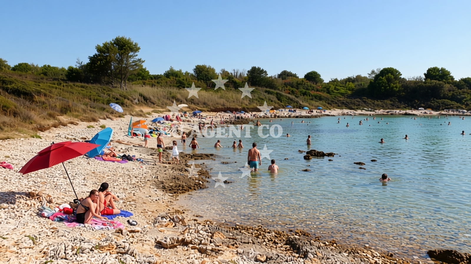 Shoreline and swimming area at Debeljak Cove in 218 Selo 1, Premantura