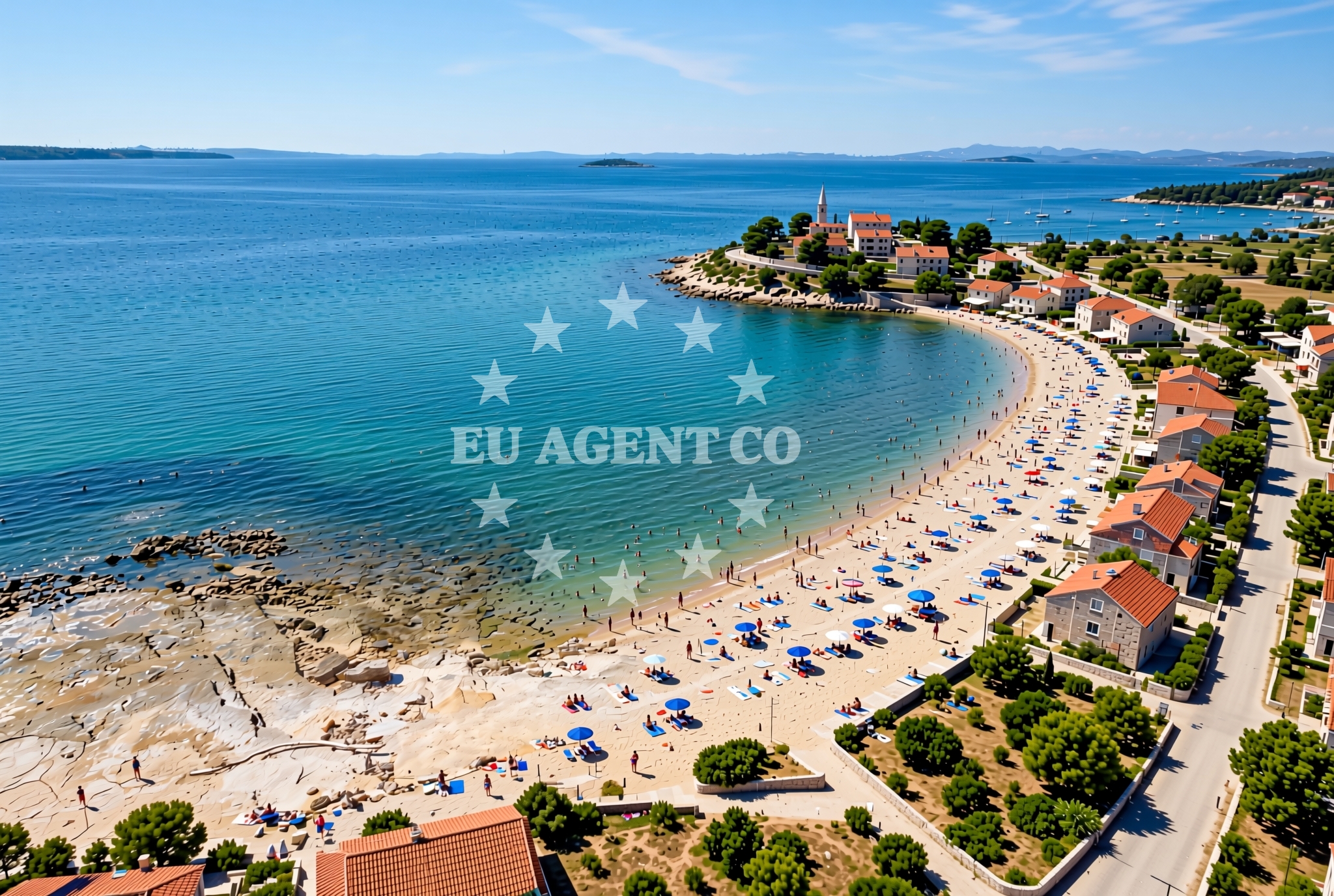 Sea and coastal view of Debeljak (dog beach), Peroj Beach in Debeljak (plaža za pse)