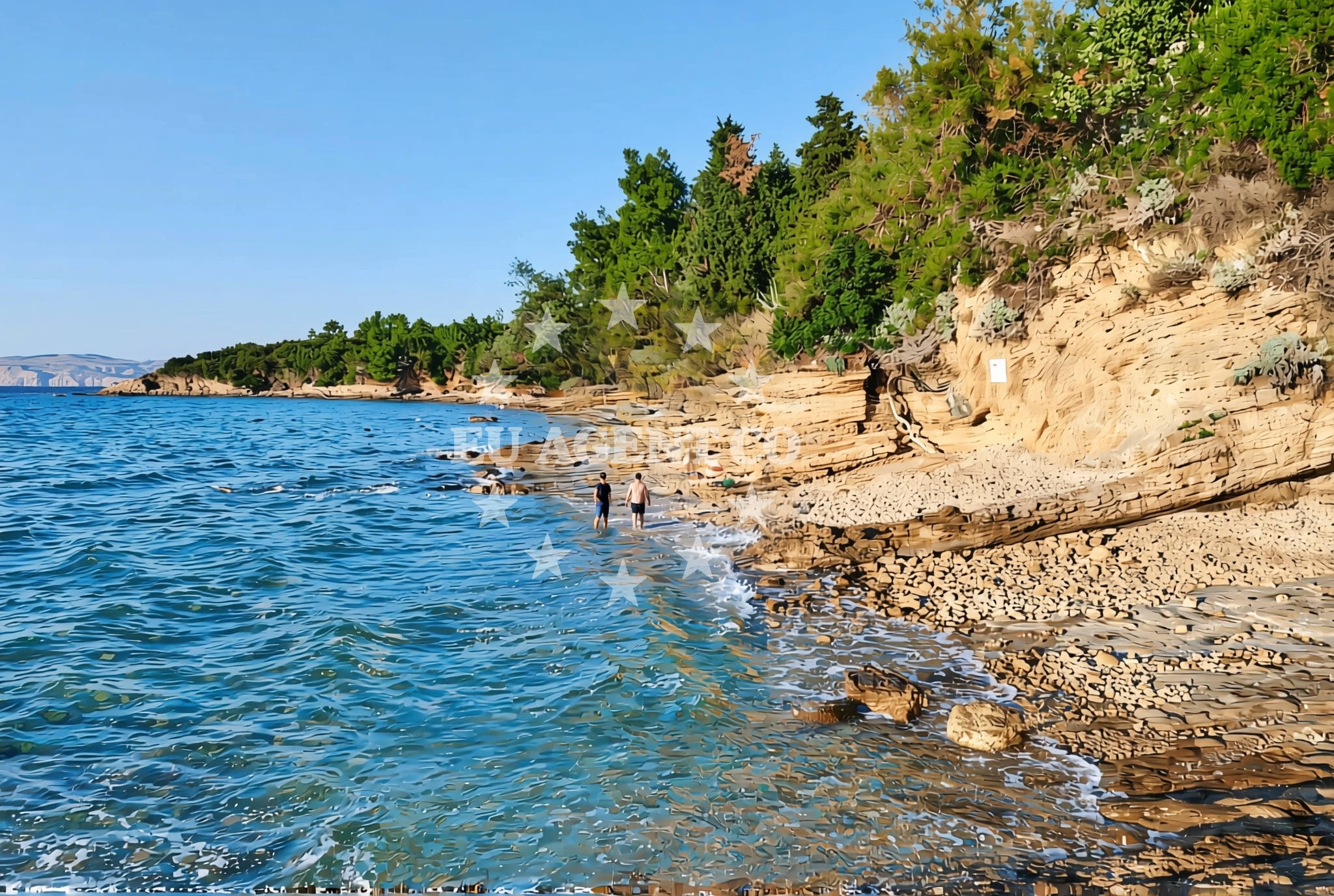 Shoreline and swimming area at Dedan, Lopar (Rab) Beach in Dedan