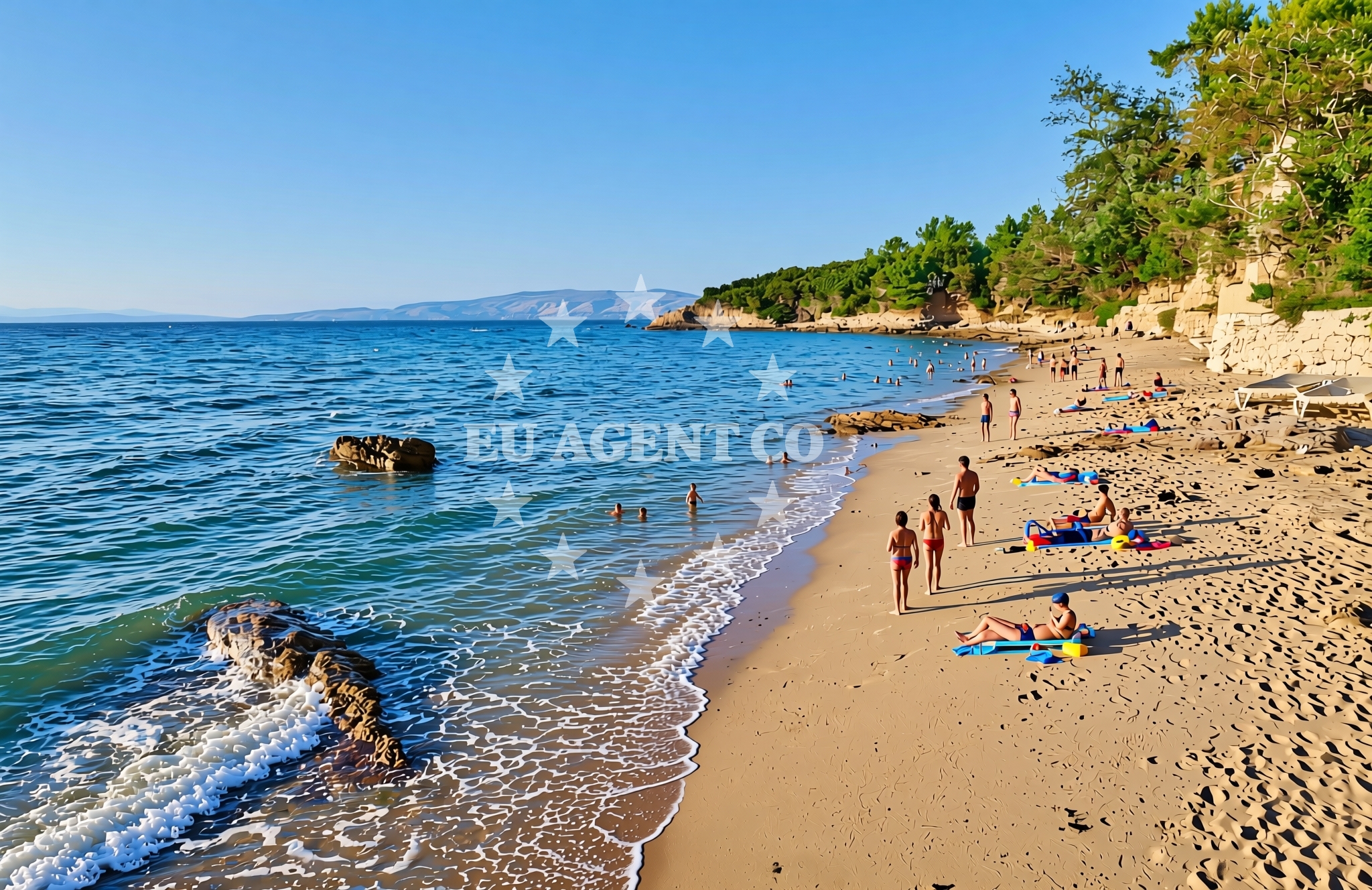 Beach facilities and surroundings at Dedan, Lopar (Rab) Beach in Dedan