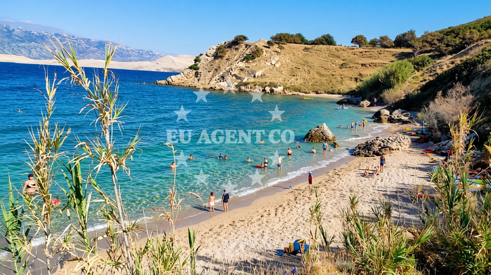 Sea and coastal view of Delfinka beach in Sveta Marija 13, Pag