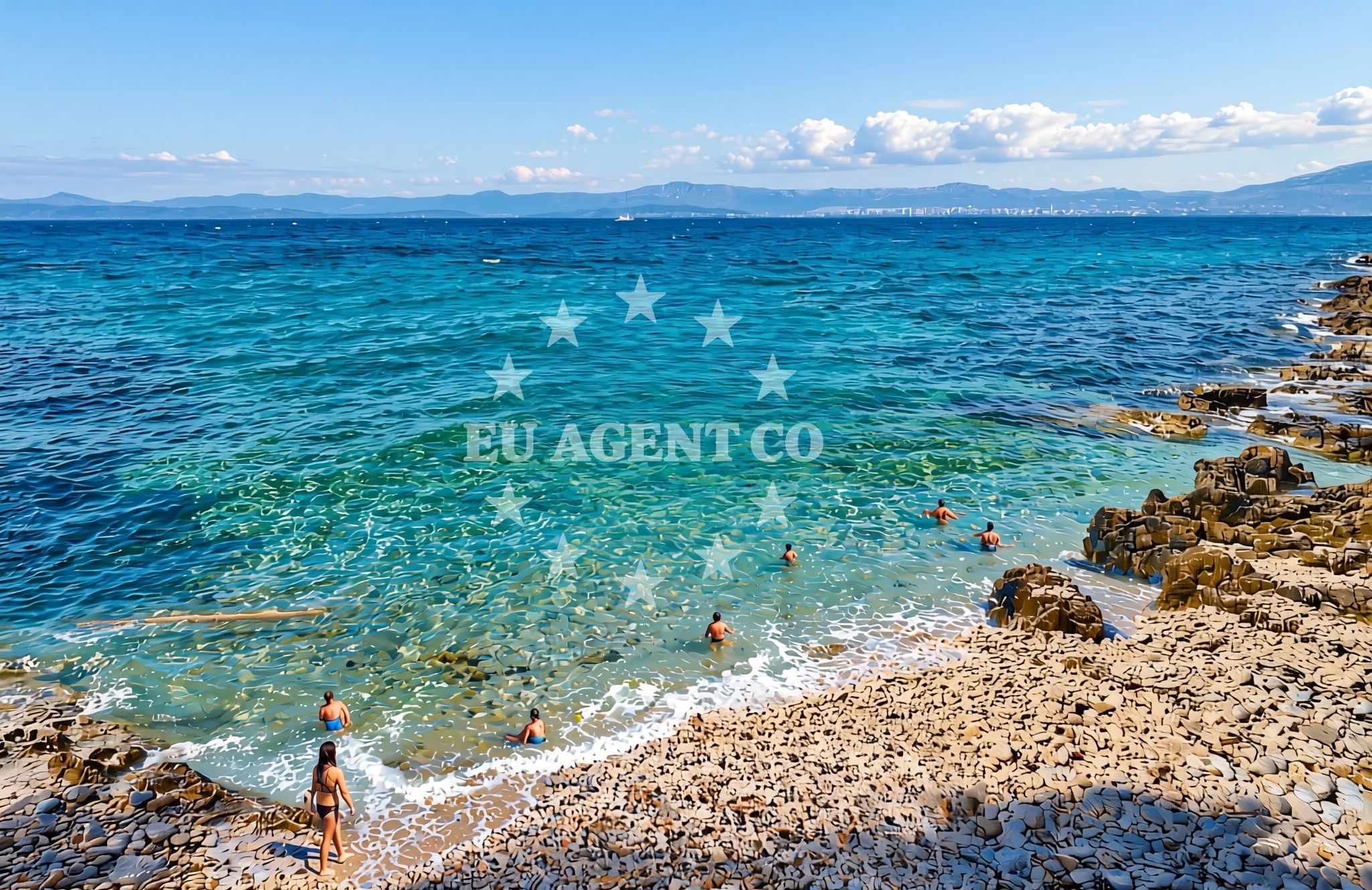 Sea and coastal view of Deralo, Sutivan (Brač) Beach in Deralo