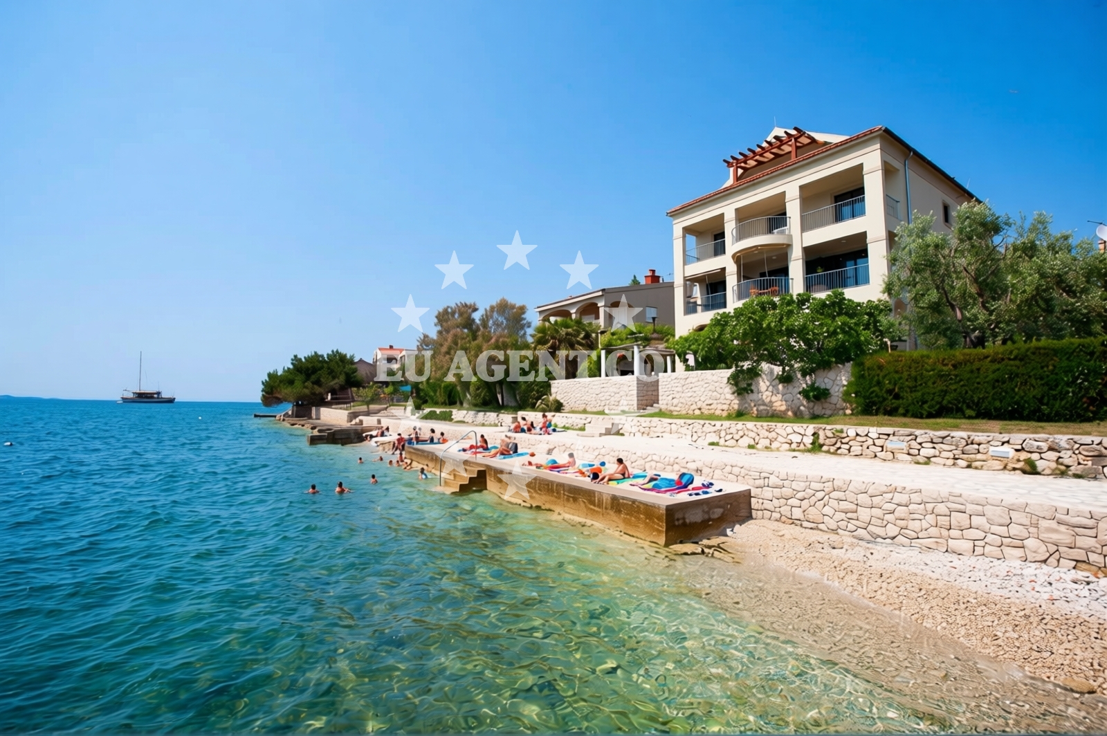 Sea and coastal view of Dido Beach in 25 Javore, Bibinje