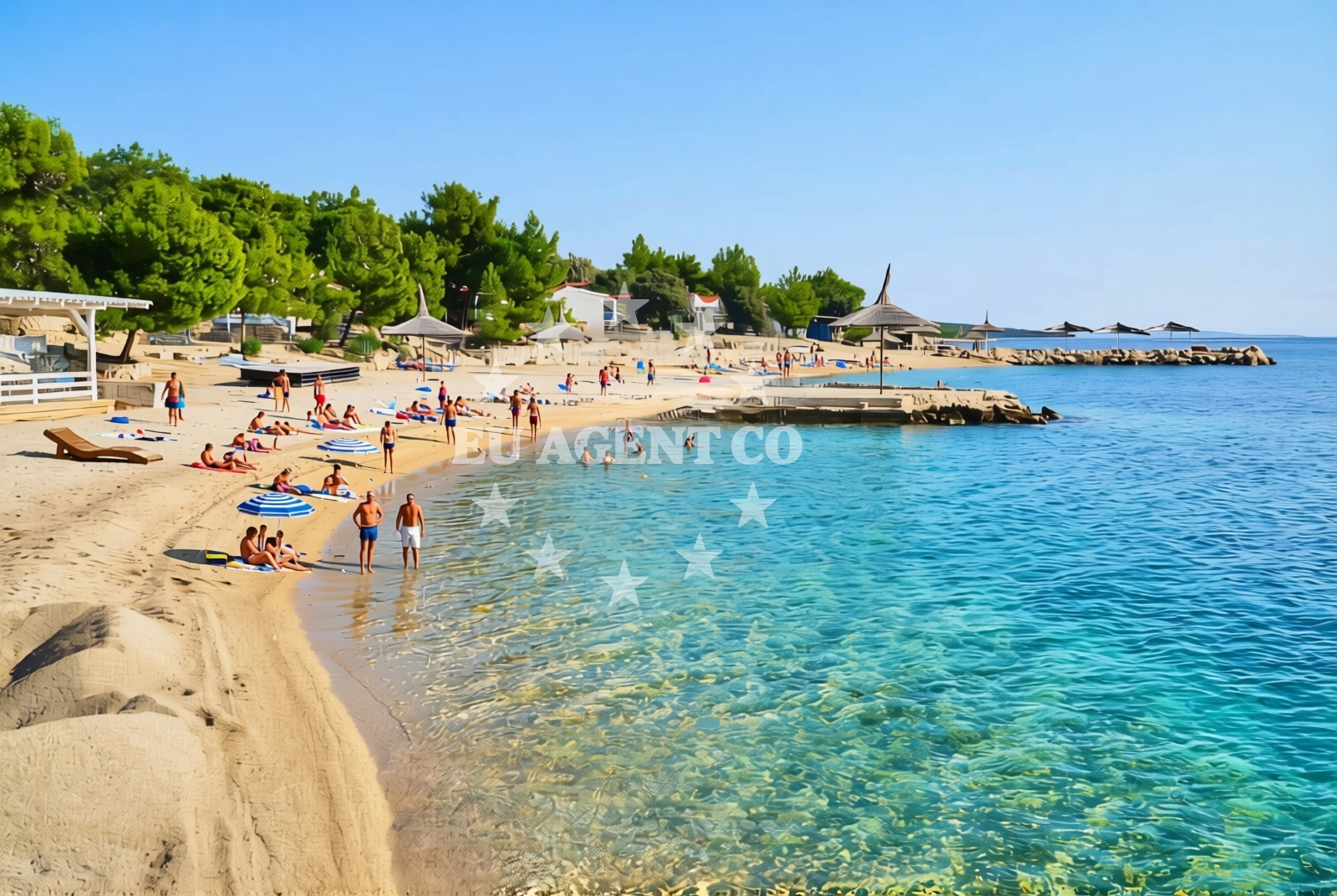 Beach facilities and surroundings at Dijamantna plaža, Šimuni (Pag) Beach in Dijamantna plaža