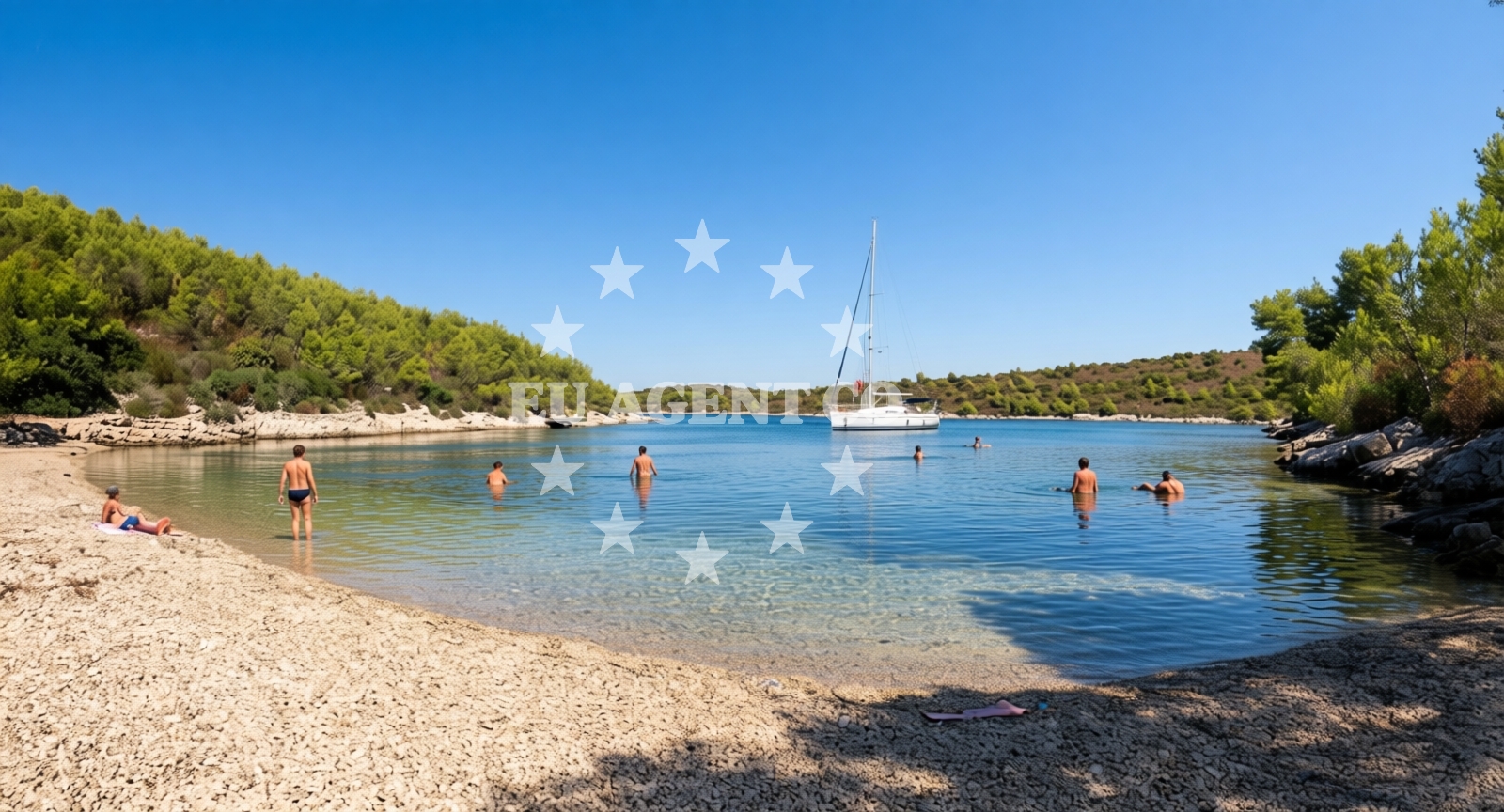 Overview of Dijana beach in Uvala Kalober 3 (Pribinja), Hvar