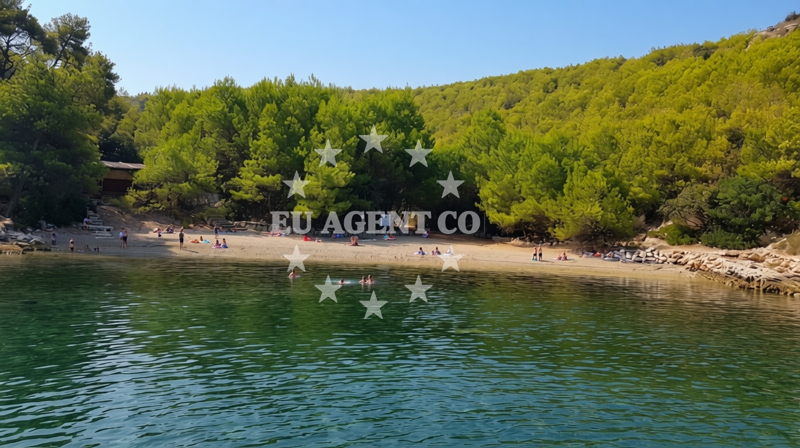 Sea and coastal view of Dijana beach in Uvala Kalober 3 (Pribinja), Hvar