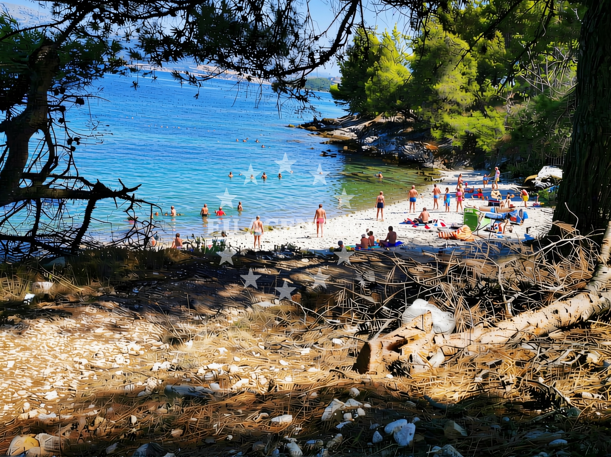 Beach facilities and surroundings at Dimitry beach in , Slatine
