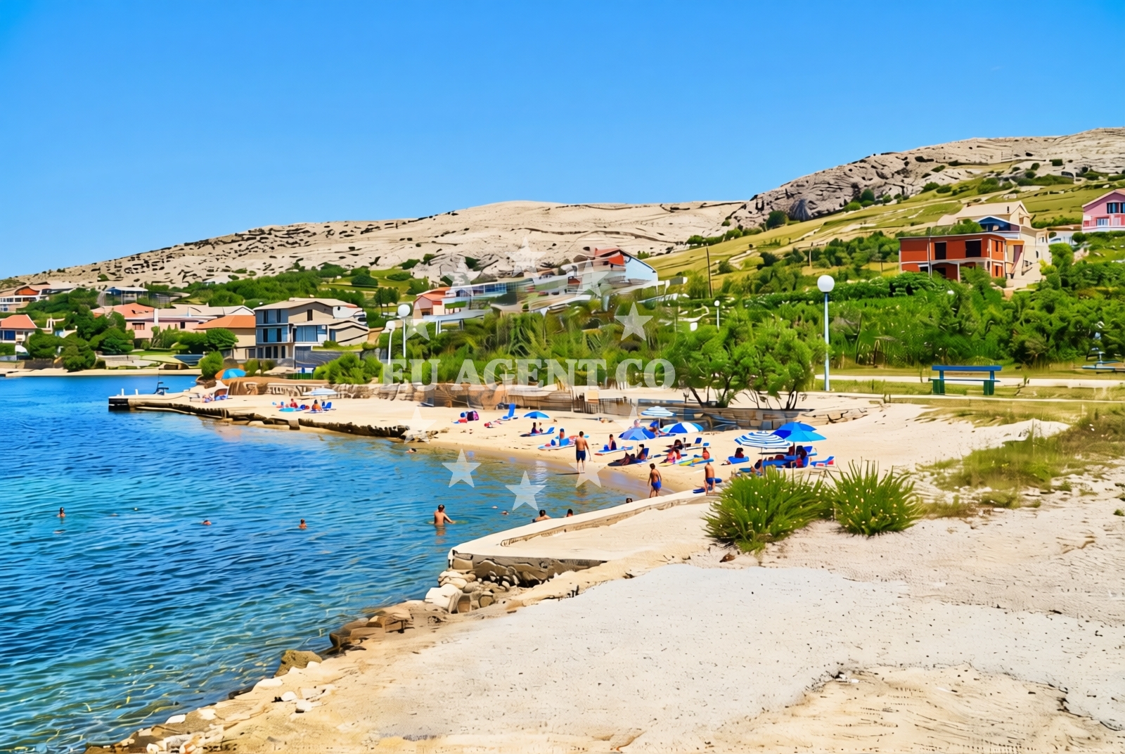 Overview of Dinjiška sredina, Dinjiška (Pag) Beach in Dinjiška sredina