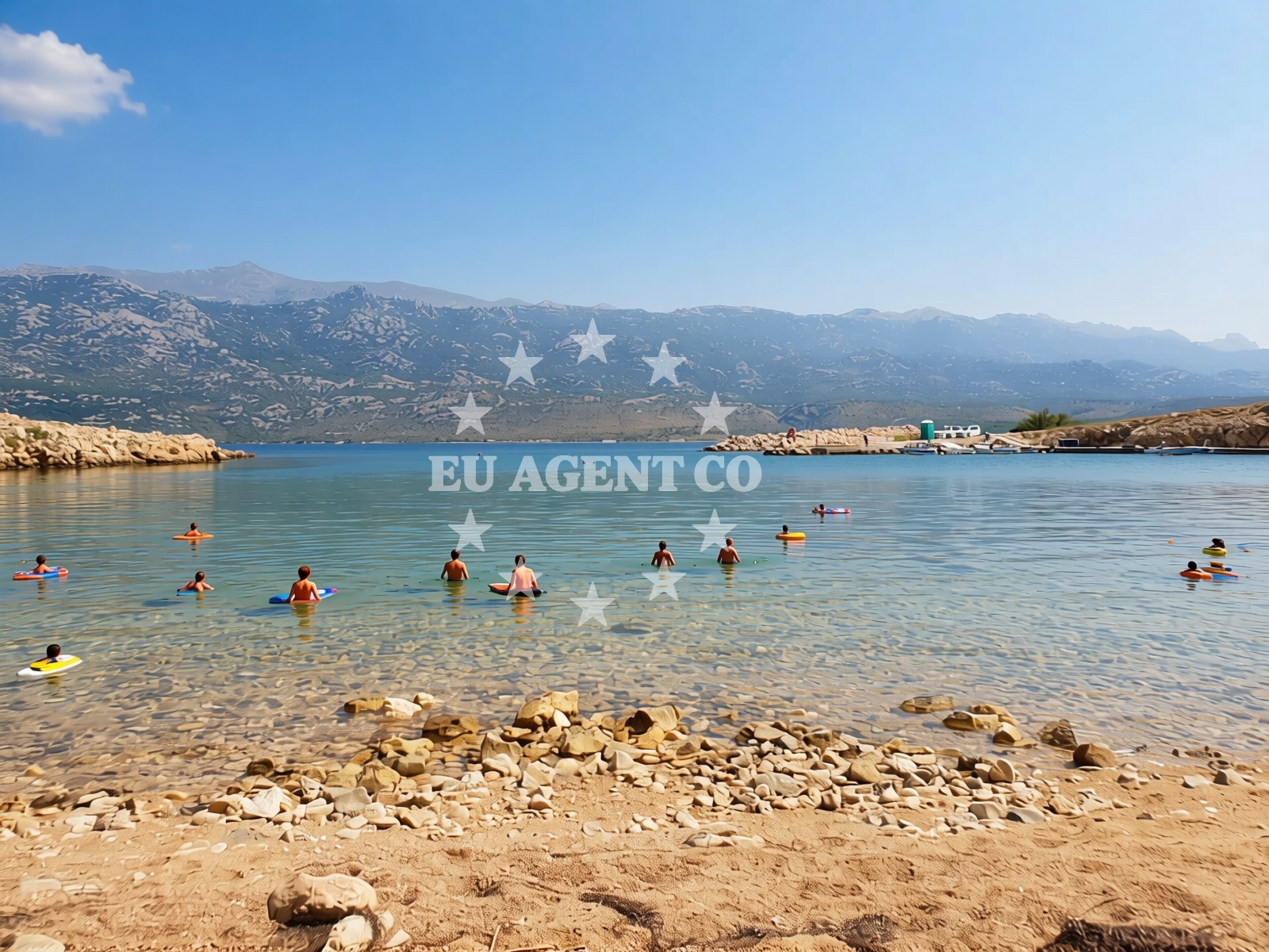 Shoreline and swimming area at Divojacka beach in Zagrebačka 43, Rovanjska, Jasenice