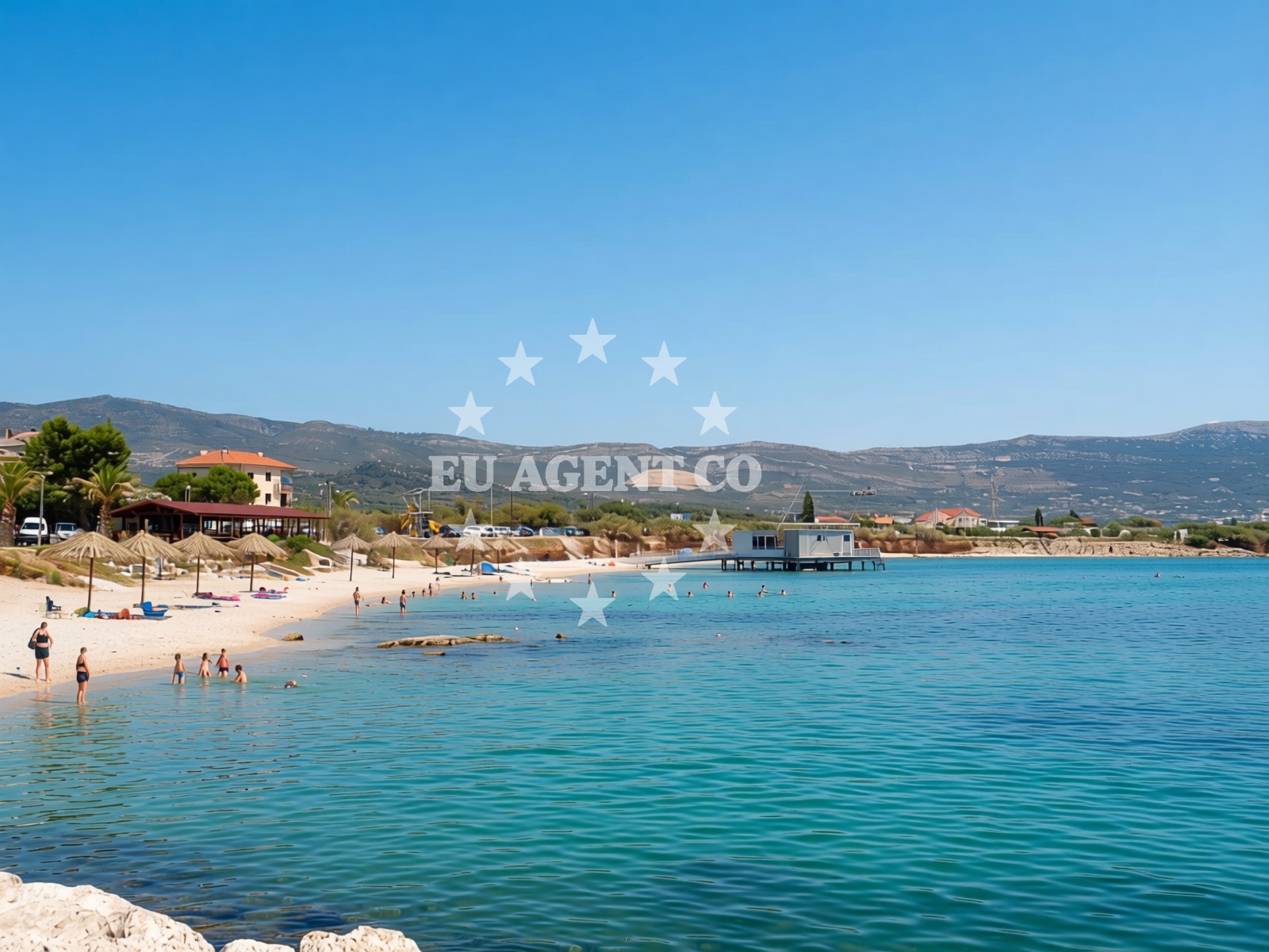 Shoreline and swimming area at Divulje beach in Put Divulja 50 48, Kastel Stafilic