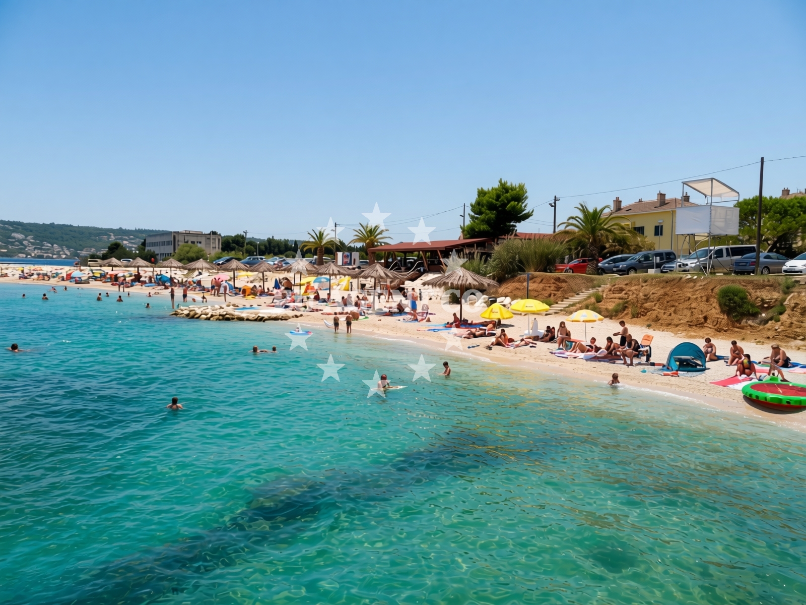Beach facilities and surroundings at Divulje beach in Put Divulja 50 48, Kastel Stafilic