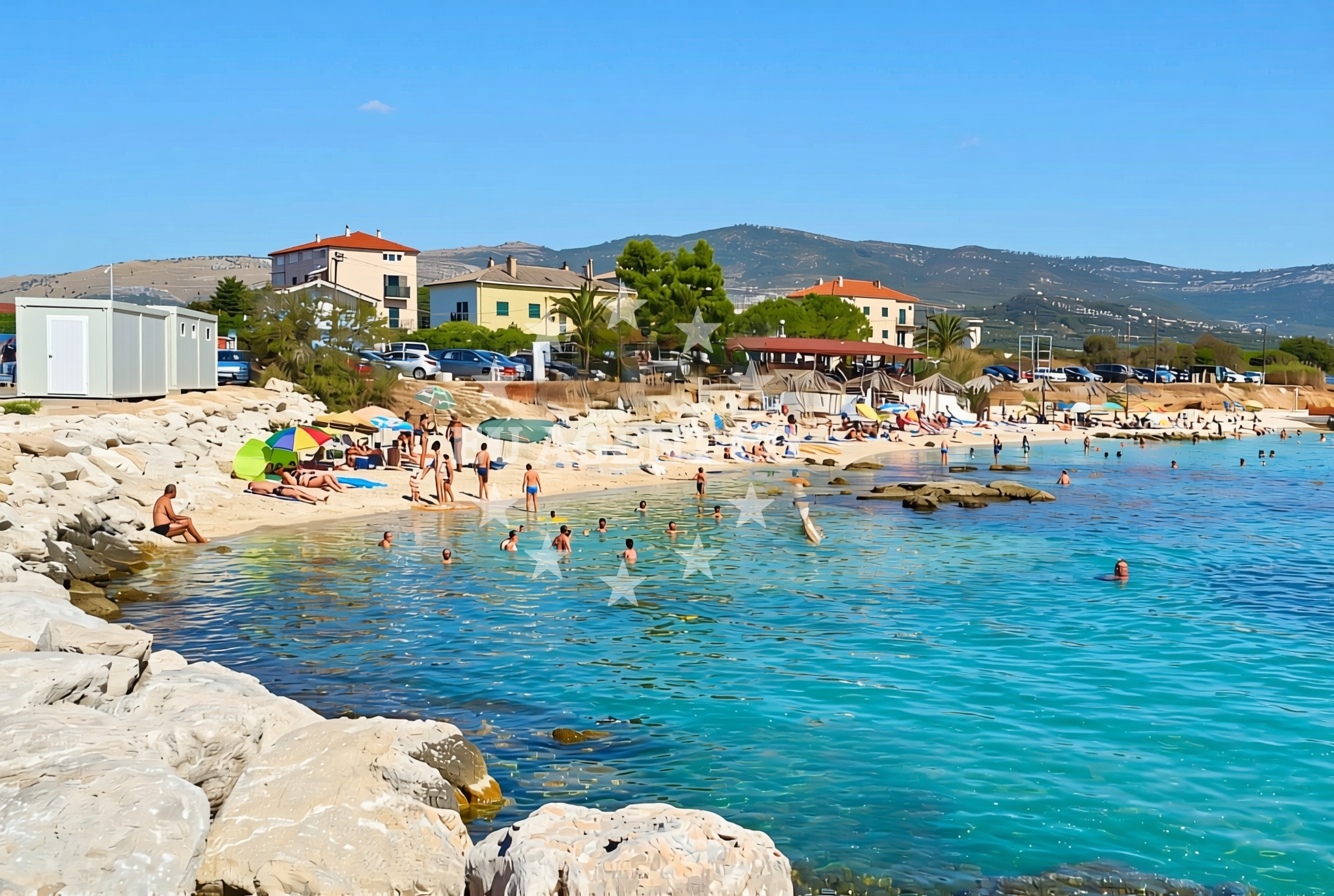 Shoreline and swimming area at Divulje: beaches and coves in Divulje