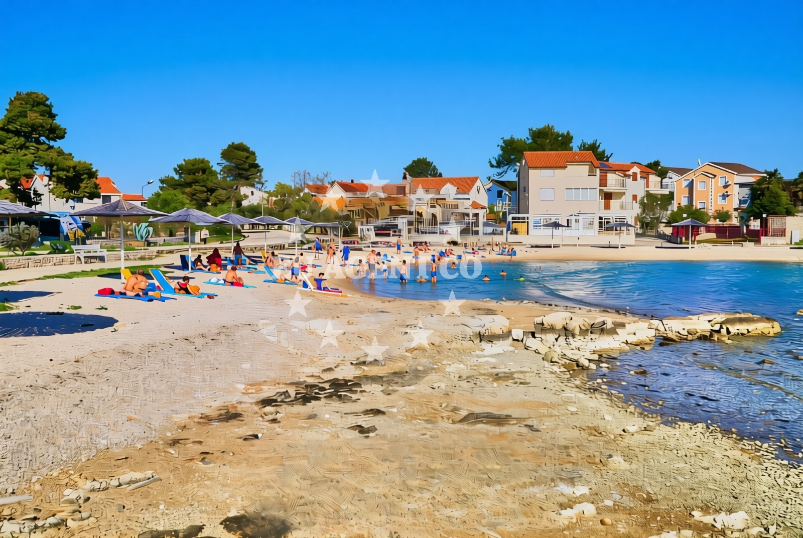 Beach facilities and surroundings at Dječja plaža, Srima Beach in Dječja plaža