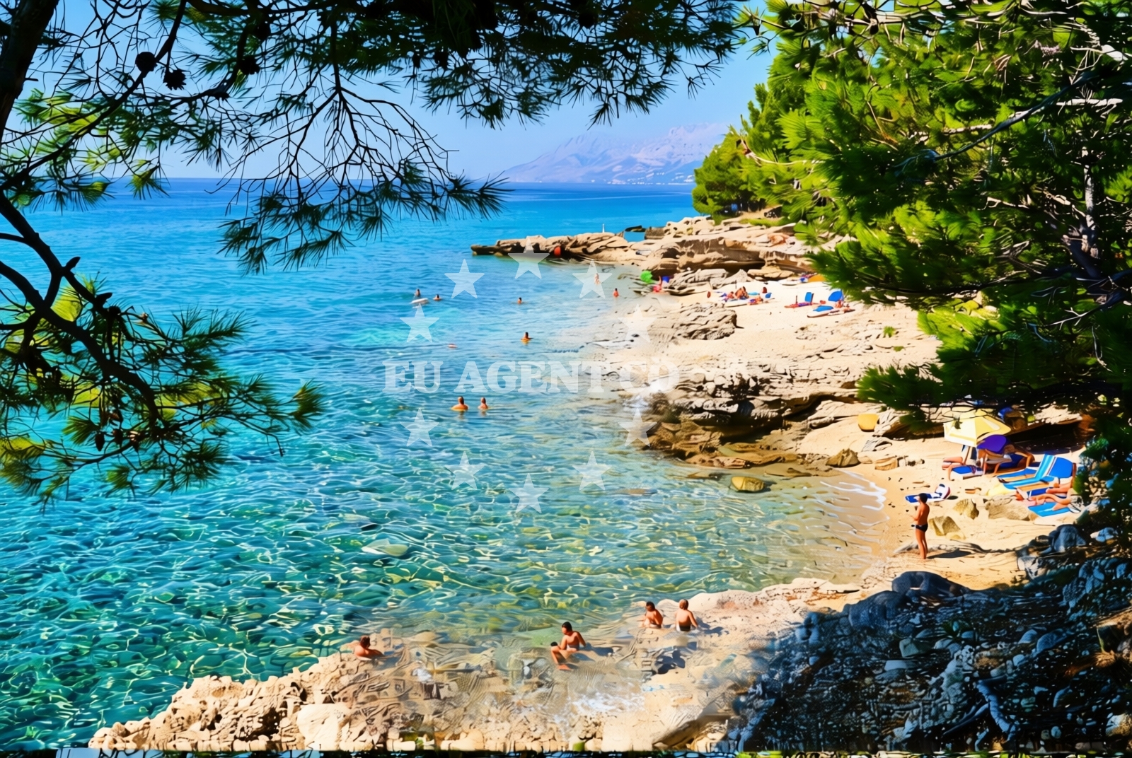Shoreline and swimming area at Dječje selo, Promajna Beach in Dječje selo