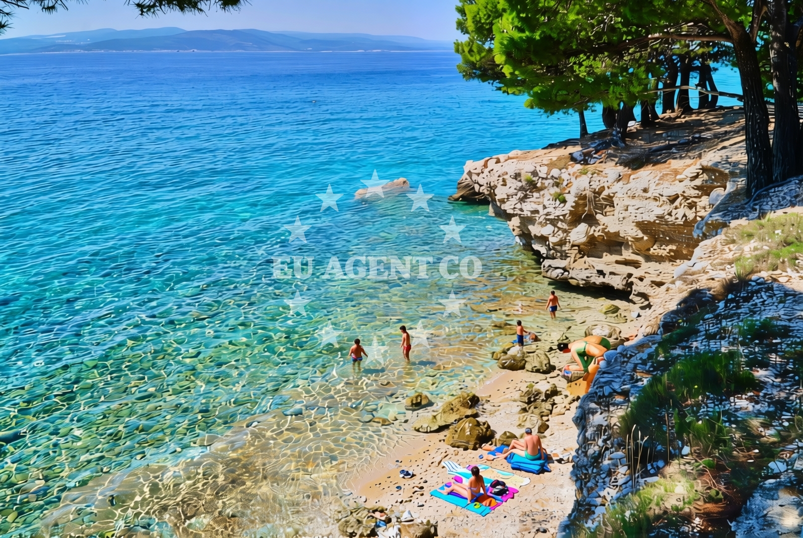 Sea and coastal view of Dječje selo, Promajna Beach in Dječje selo