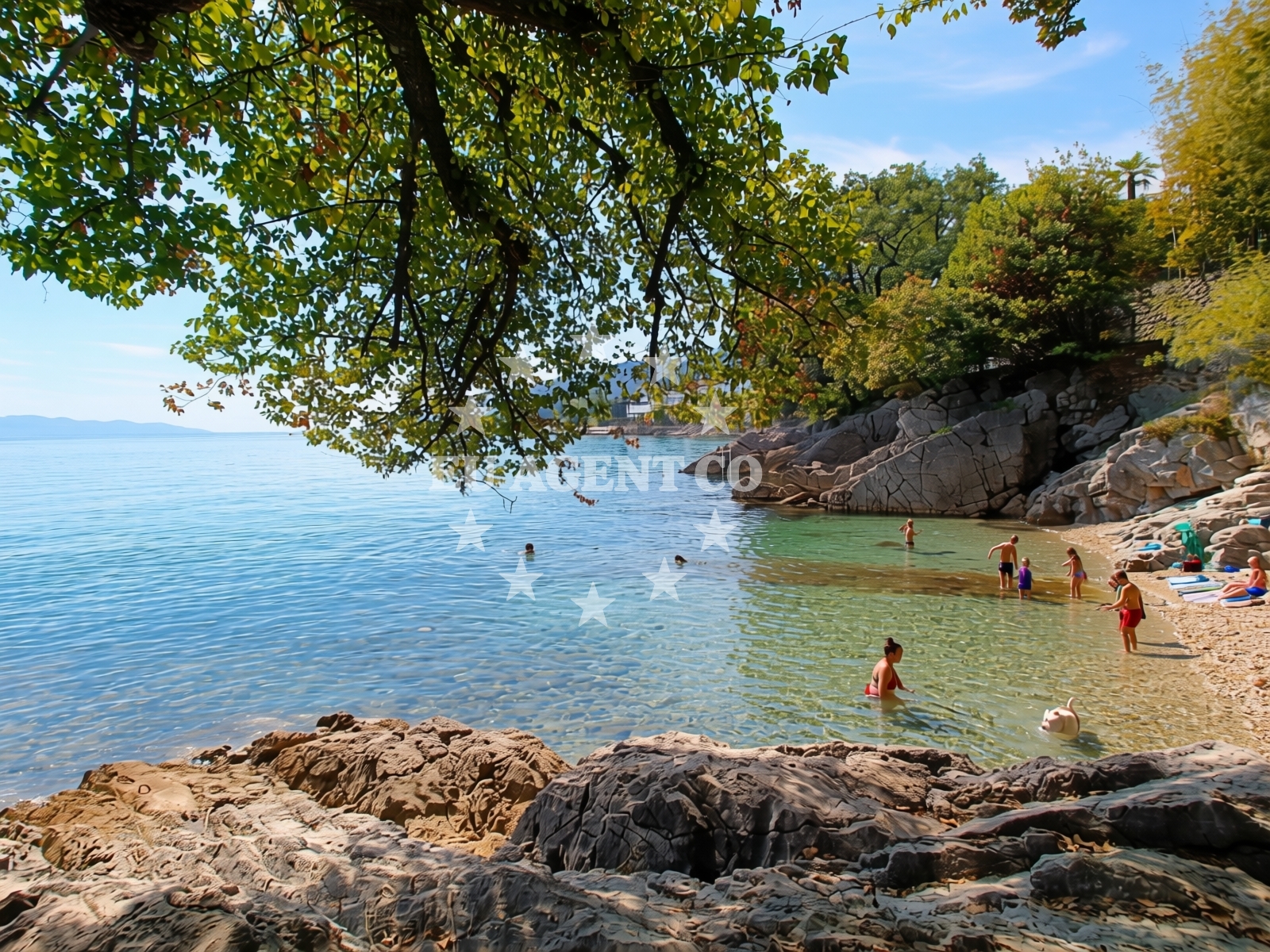 Shoreline and swimming area at Dog Beach Opatija in Antona Raspora 24, Opatija