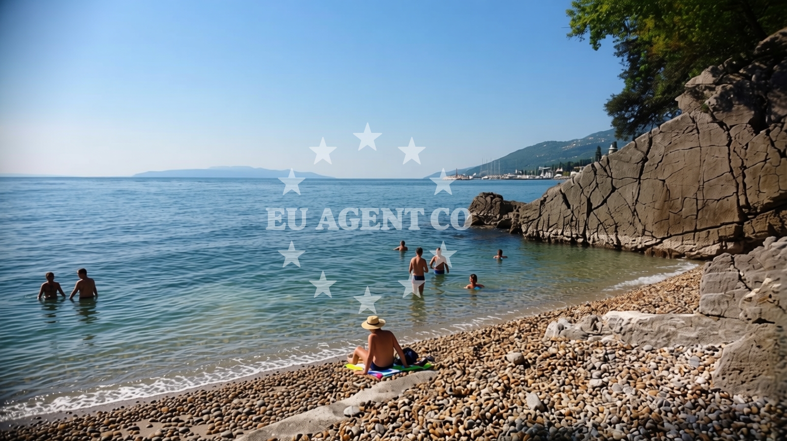 Sea and coastal view of Dog Beach Opatija in Antona Raspora 24, Opatija