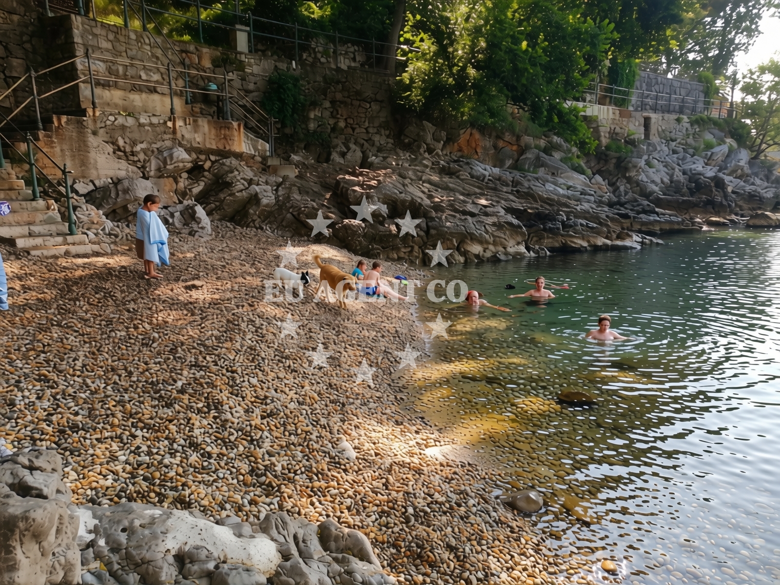 Beach facilities and surroundings at Dog Beach Opatija in Antona Raspora 24, Opatija
