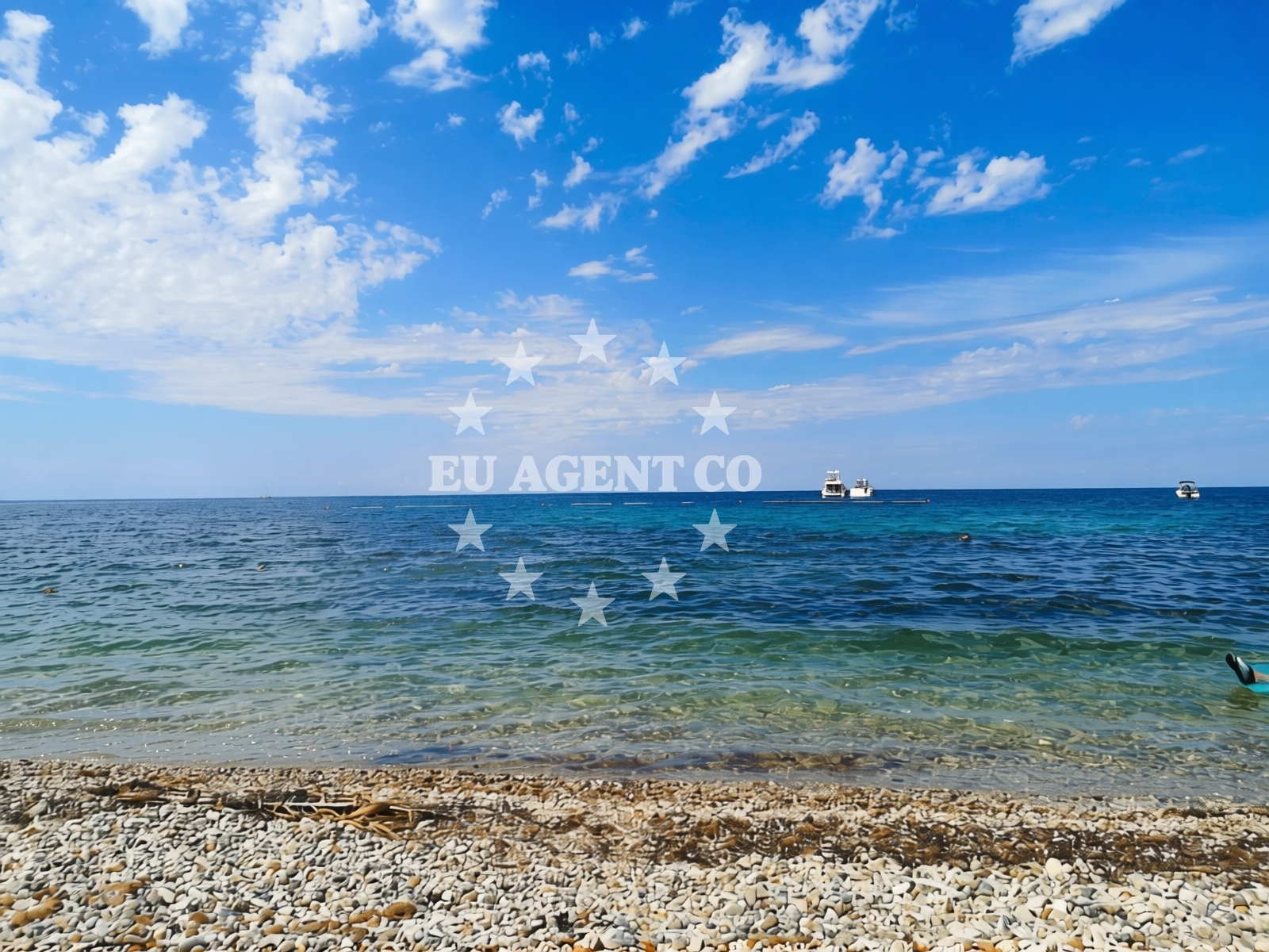 Sea and coastal view of Dog Dreams beach in Kastanija, Novigrad Istria