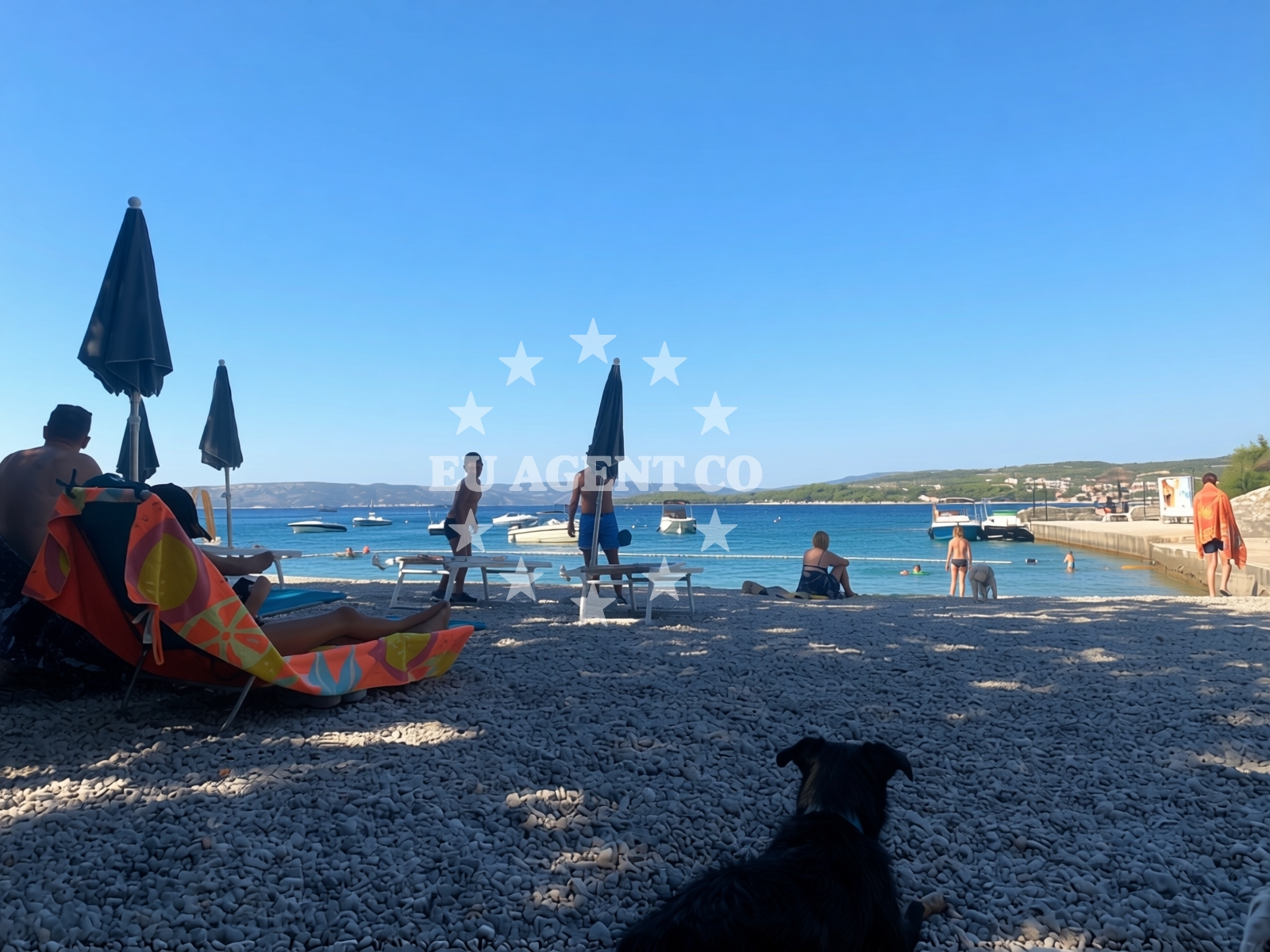 Sea and coastal view of Dog's Beach Politin in Narodnog Preporoda 80, Krk