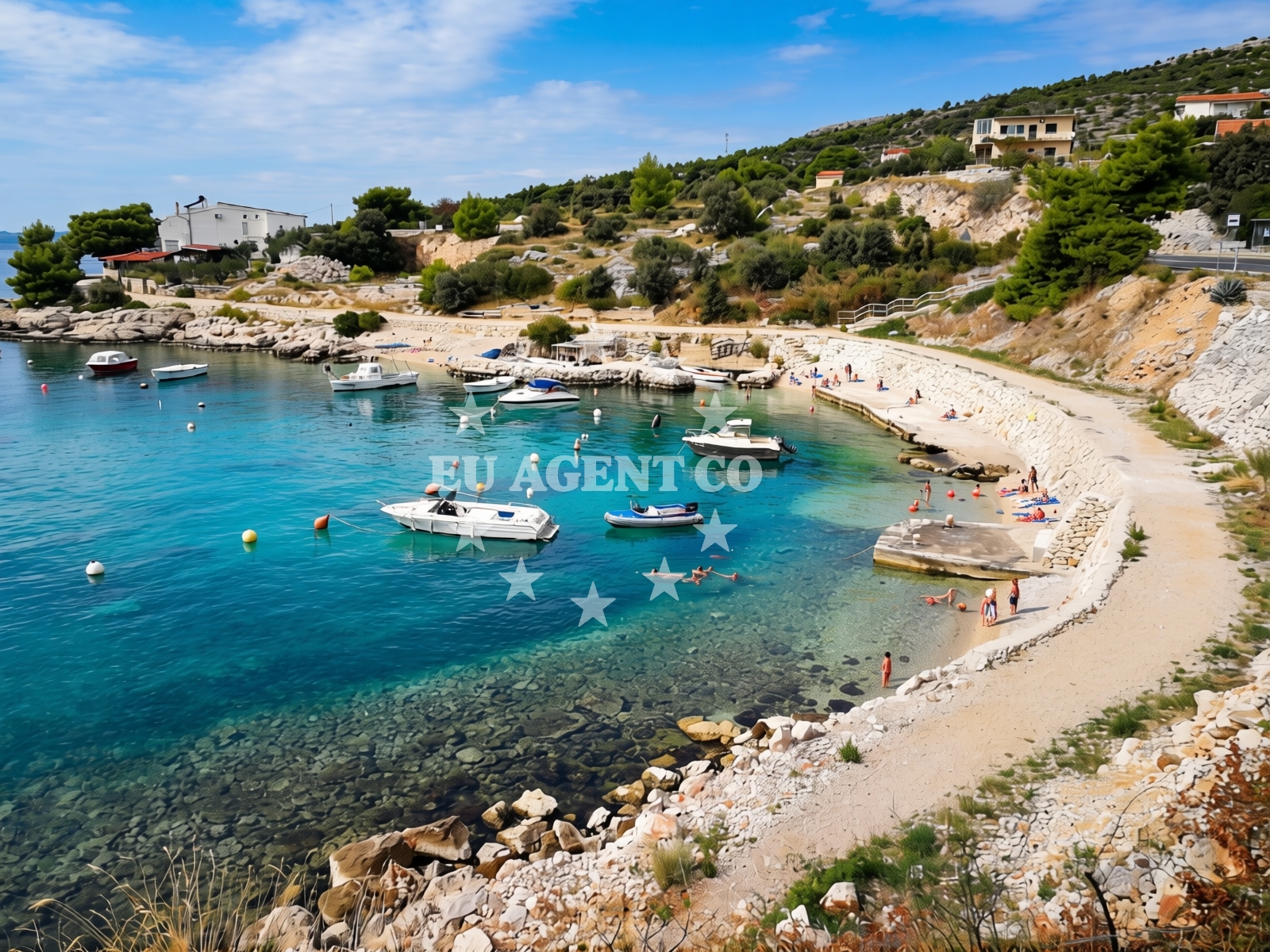 Overview of Dolac III beach in Rtic II, Primošten