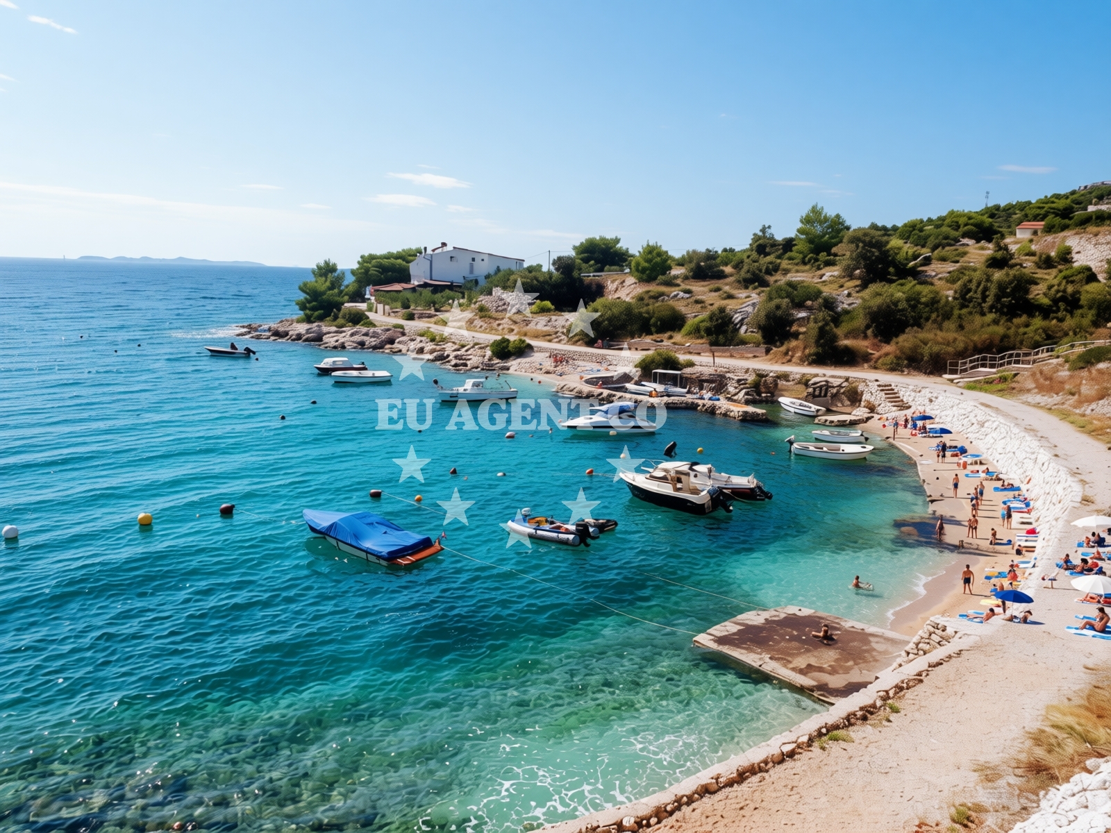 Shoreline and swimming area at Dolac III beach in Rtic II, Primošten