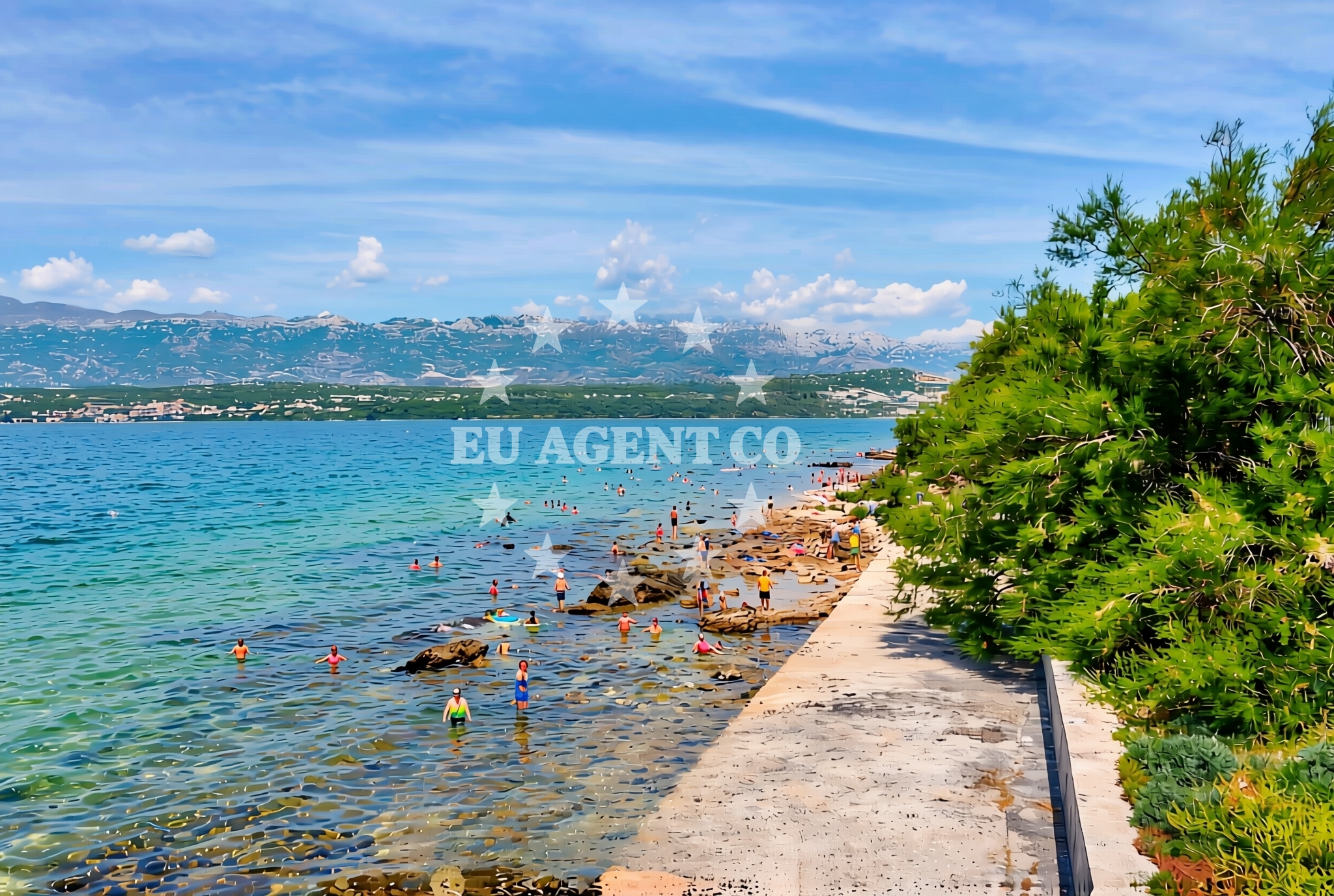 Shoreline and swimming area at Dolac, Novigrad (Zadarska županija) Beach in Dolac
