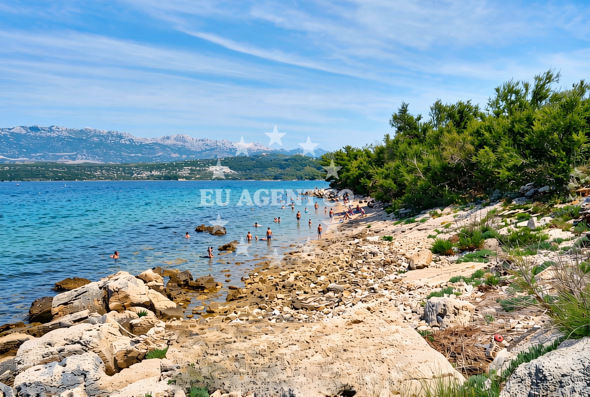 Beach facilities and surroundings at Dolac, Novigrad (Zadarska županija) Beach in Dolac