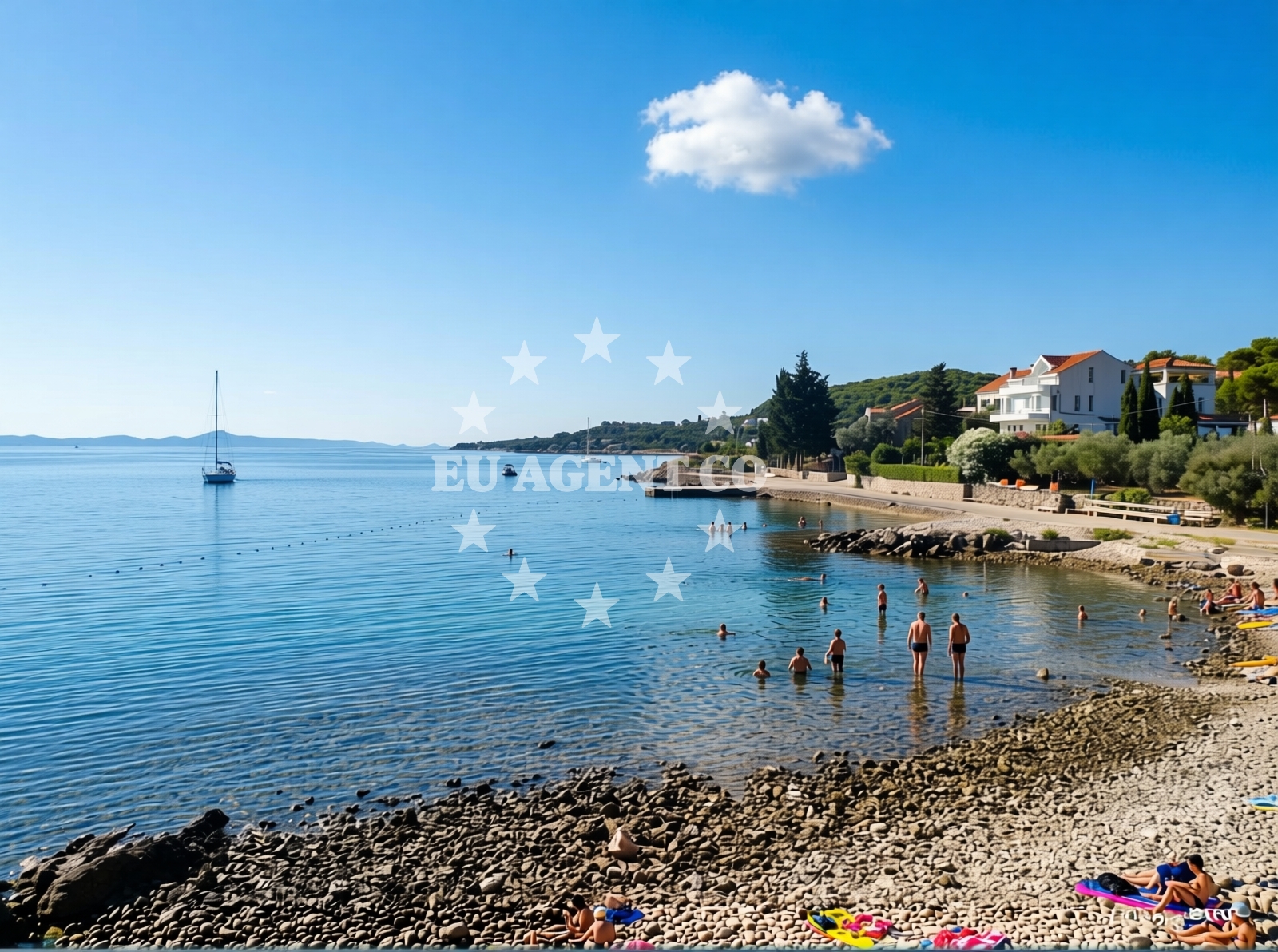 Shoreline and swimming area at Dolinje Beach in Veli Iž 322c, Veli Iž
