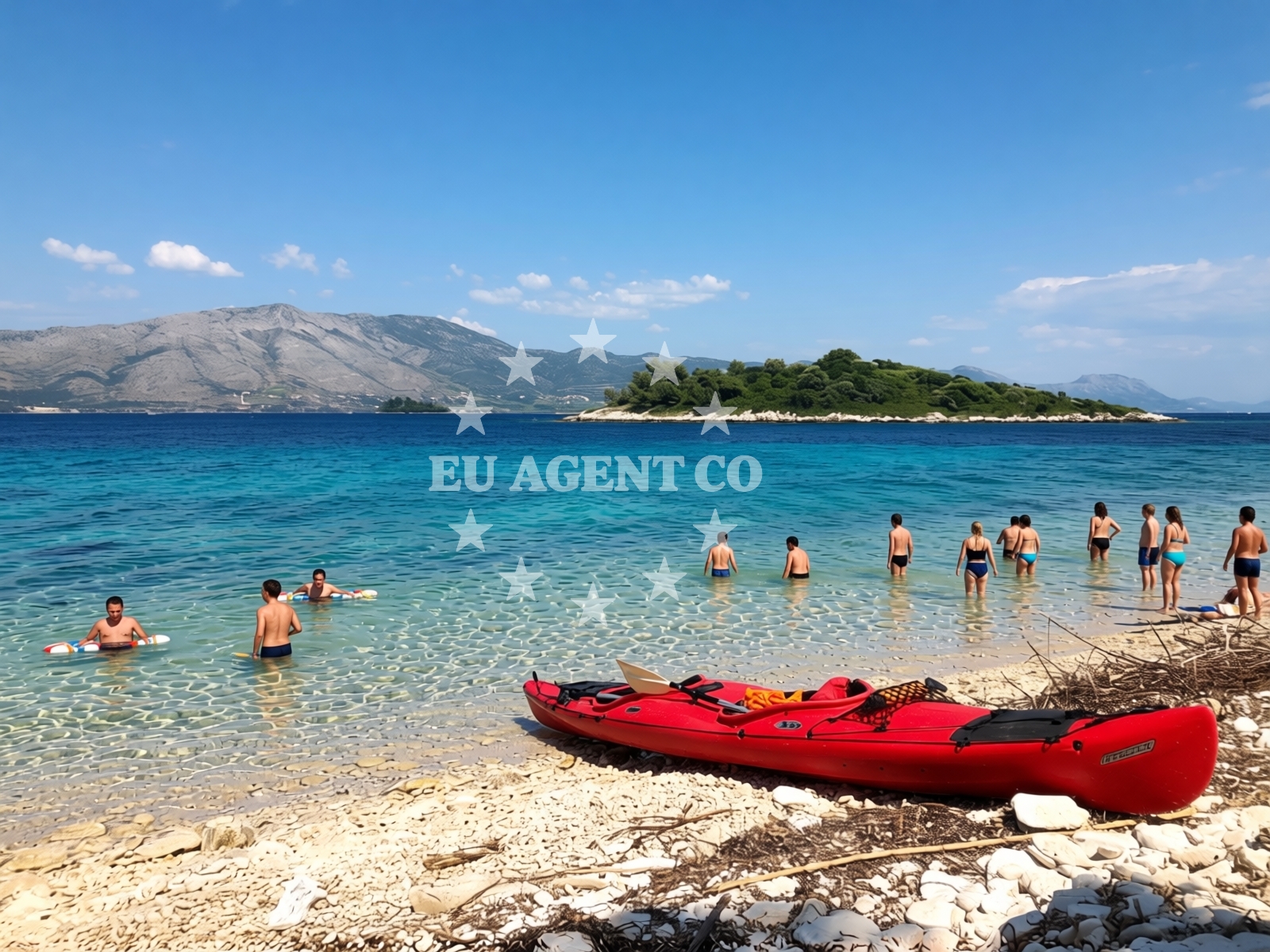 Overview of Domince beach in Ulica 99, Korčula