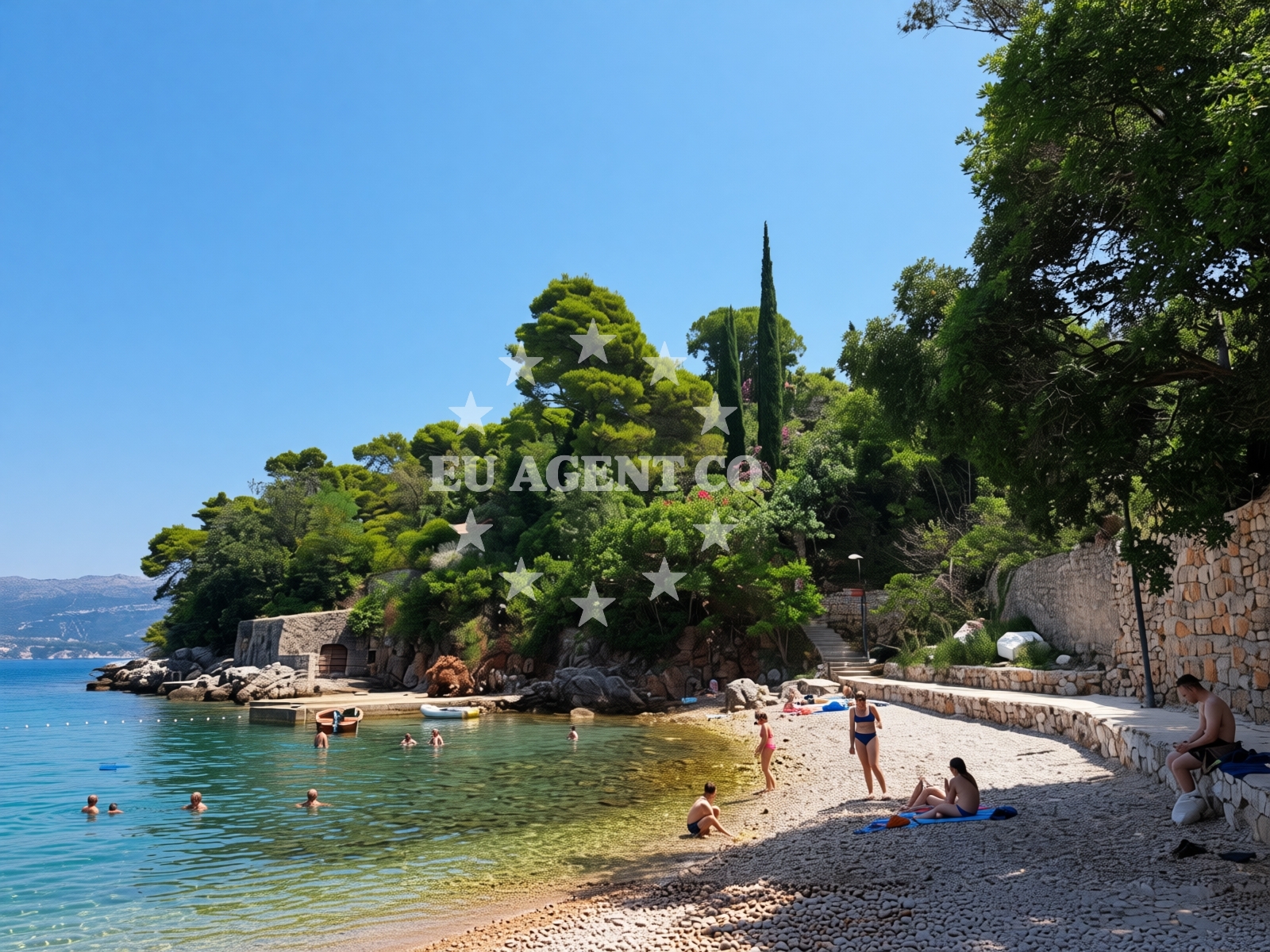 Shoreline and swimming area at Don Divan Beach in Gornje Čelo 32, Dubrovnik