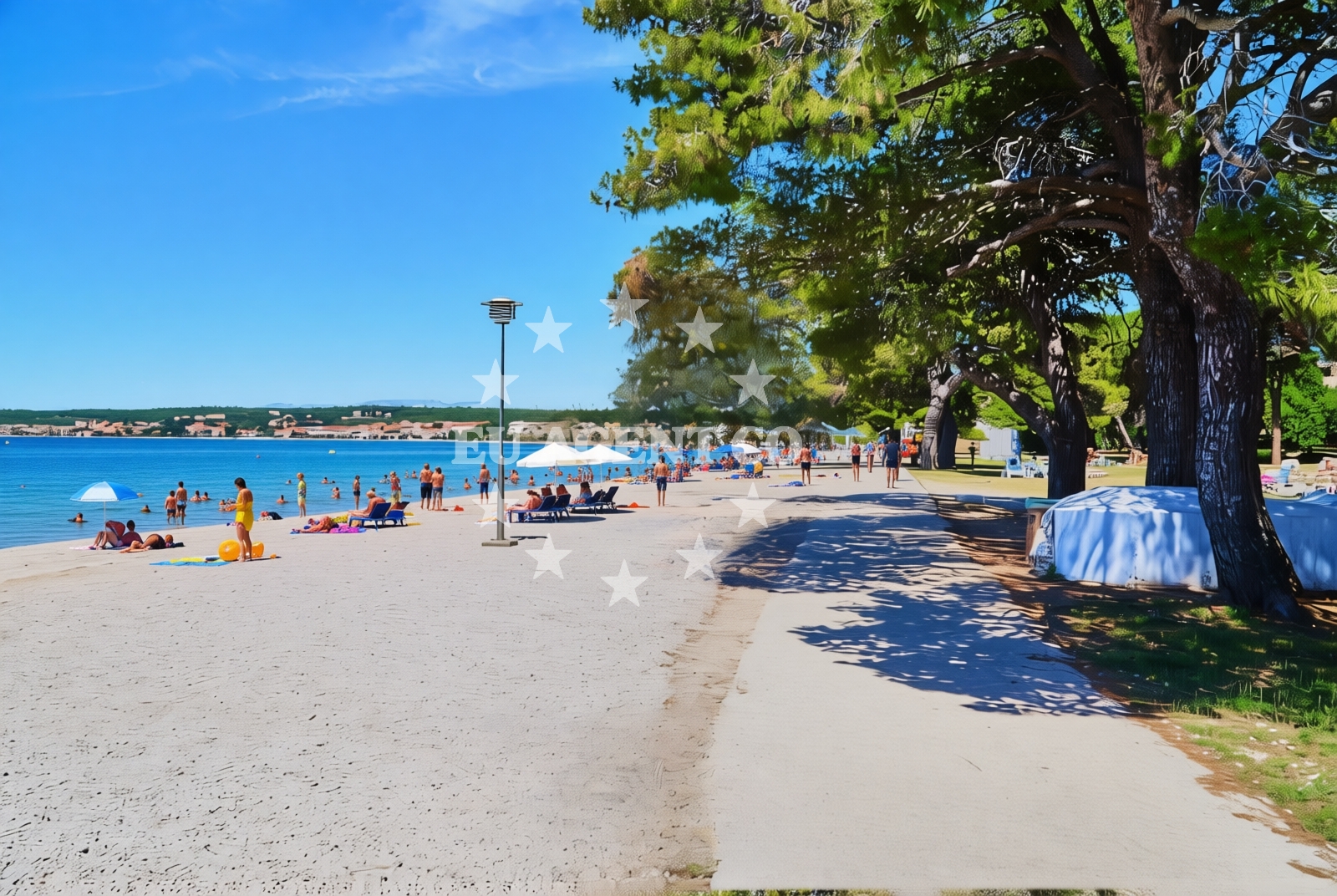 Shoreline and swimming area at Donat, Zadar Beach in Donat
