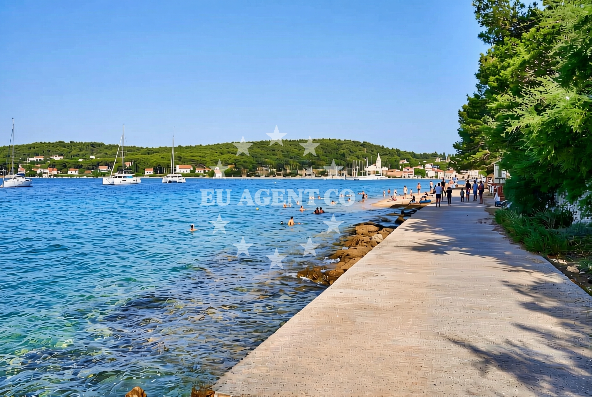 Shoreline and swimming area at Donja Banda (dog beach), Zlarin (Zlarin) Beach in Donja Banda (plaža za pse)